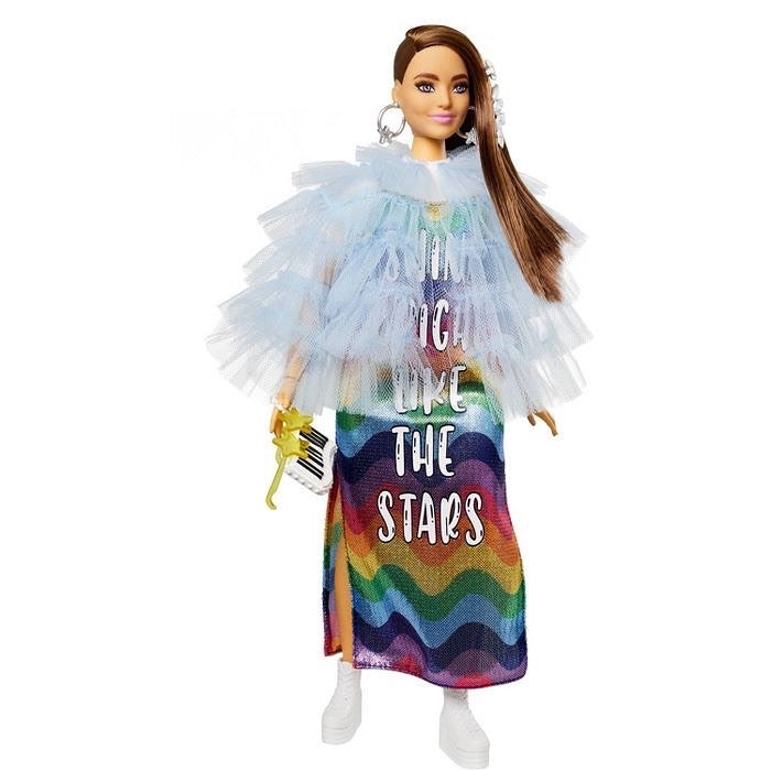 barbie fashionista rainbow dress Barbie Fashionistas Doll #197 in Rainbow Tiered Dress with Braces, Blonde  Hair & Accessories