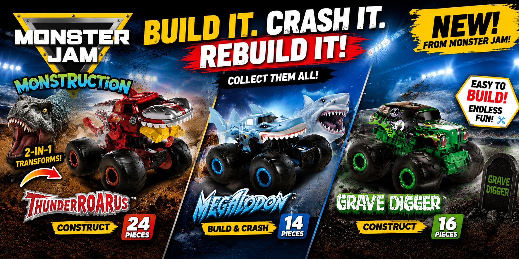 Monster Jam Monstruction™ Build &amp; Crash Toys Are Here – Build, Transform &amp; Smash into Action!