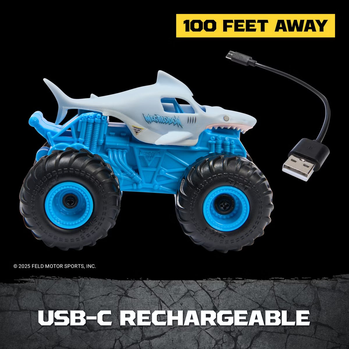 Monster Jam Megaldon Remote Control Monster Truck with Ramp 1:64 Scale