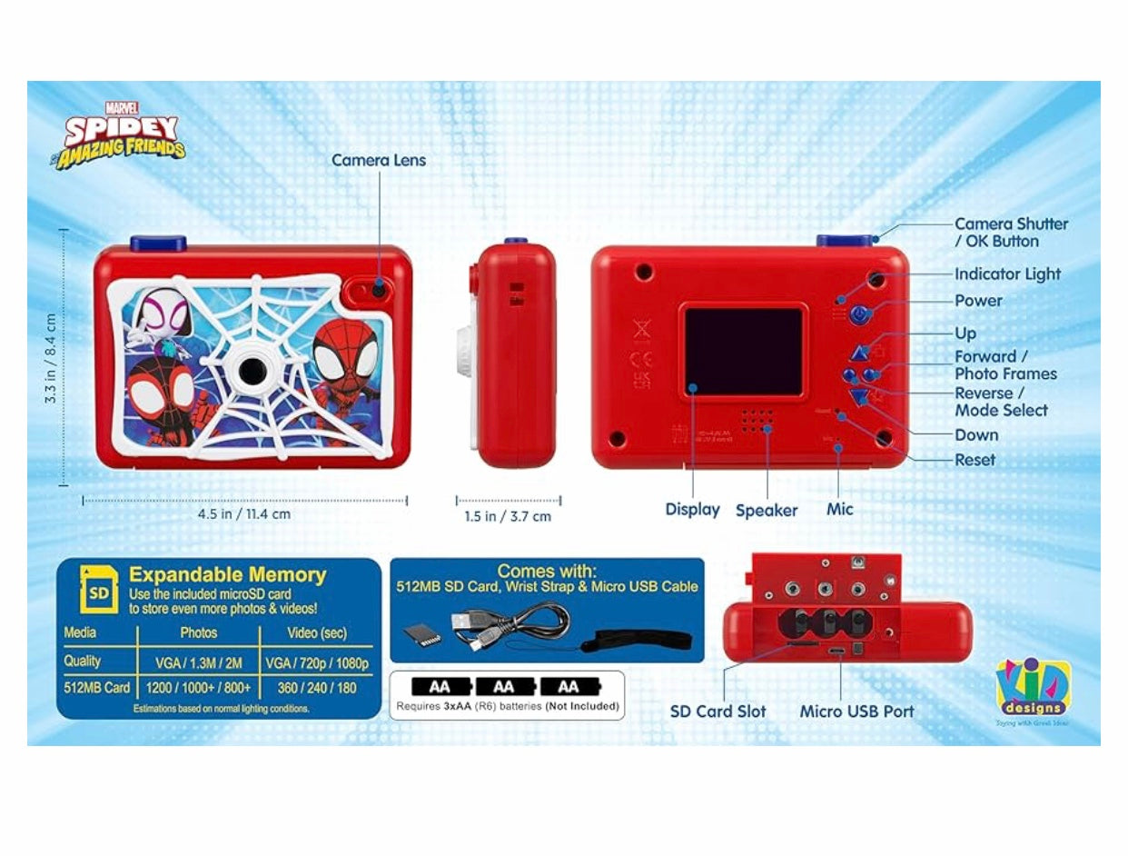 Ekids Spidey and His Amazing Friends Kids Digital Camera Toy