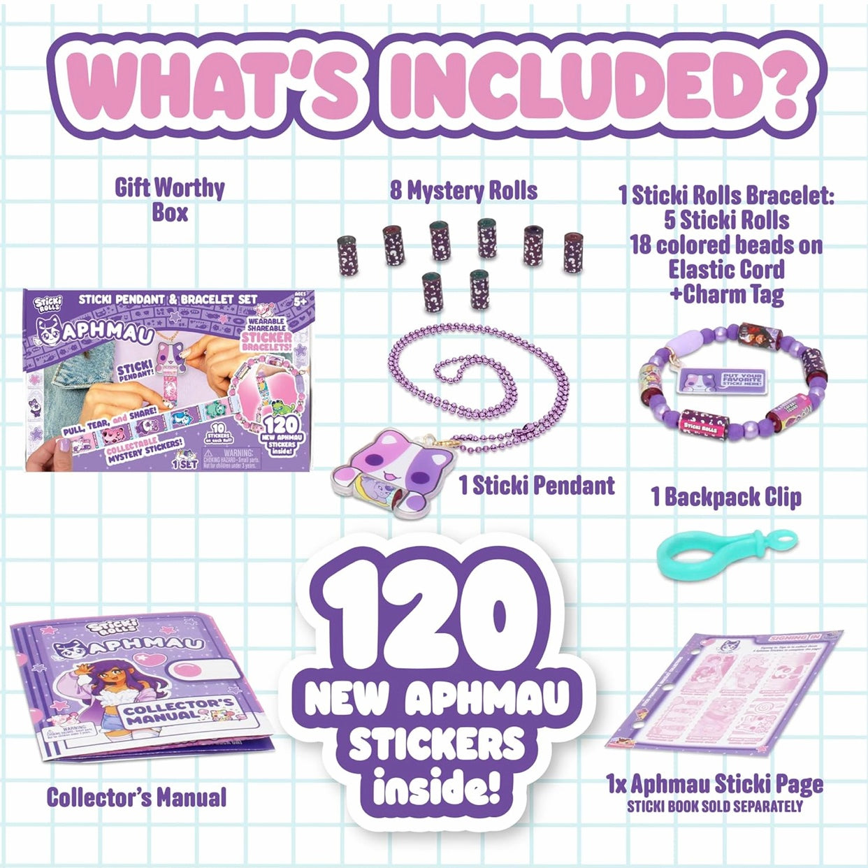Sticki Rolls x Aphmau Toy Pendant & Bracelet Set