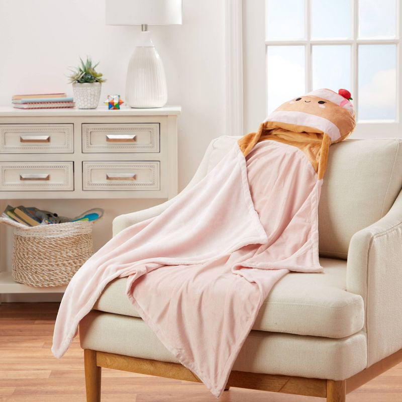 Squishmallows Kids Hooded Blanket Strawberry Pancake