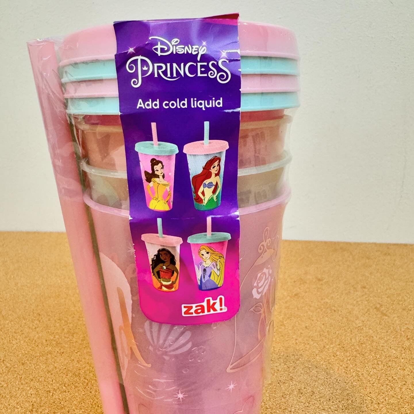 Zak! Design Disney Princess Plastic Color Change Tumbler 4pack(16.5oz)