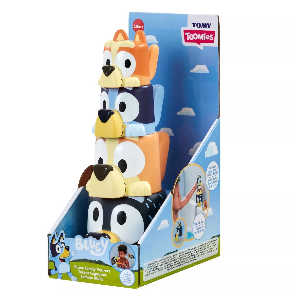 Tomy Bluey Family Pourers - Stacking Cups Bath Toy