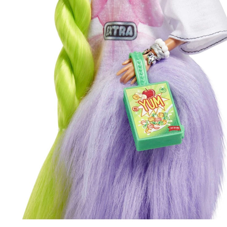 Barbie Extra Doll #11 Neon Green Hair with Feather Boa Accessories and Pet