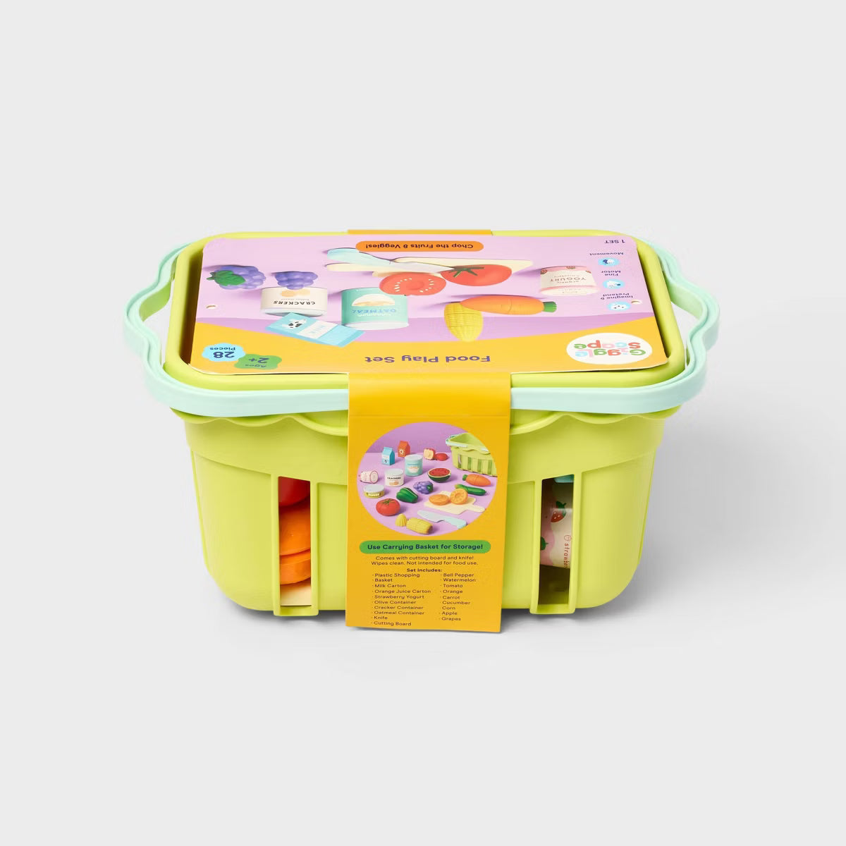 Gigglescape Grocery Basket with Play Food Set