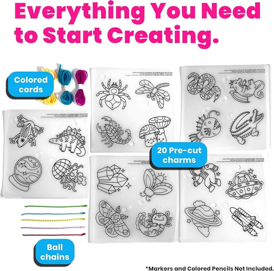 Ooly DIY Shrink Art Charms Kit - Glow Buddies