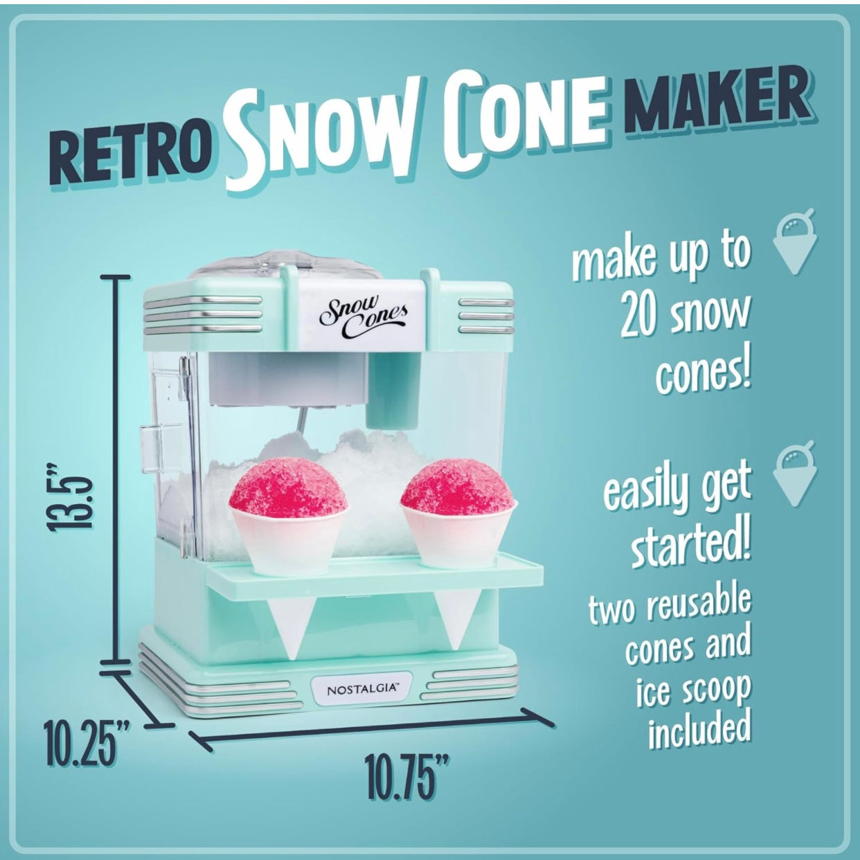 Nostalgia Snow Cone Shaved Ice Machine Retro Tabletop