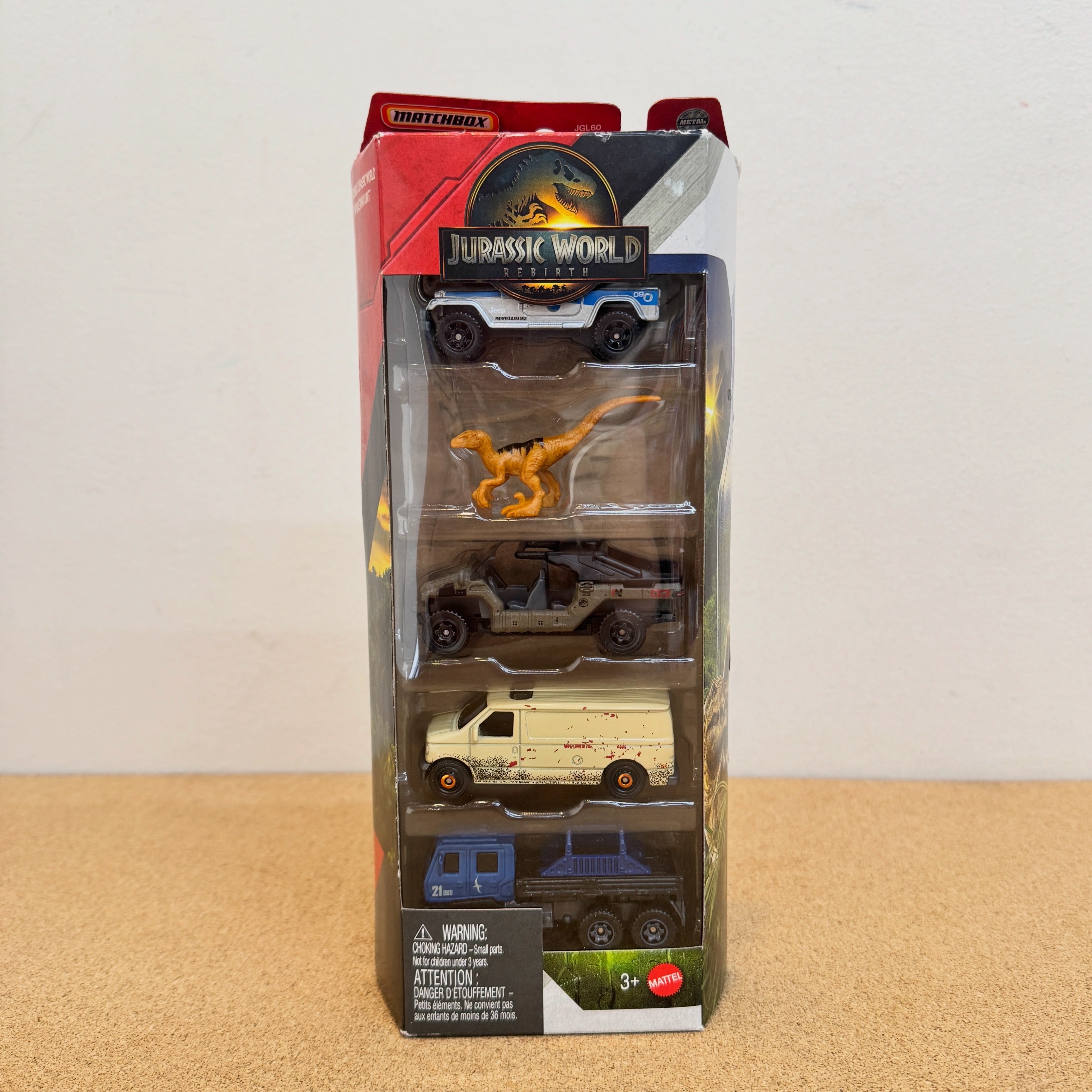 Matchbox Jurassic World Rebirth 5PK 1:64 Diecast Toy Cars with Dinosaur