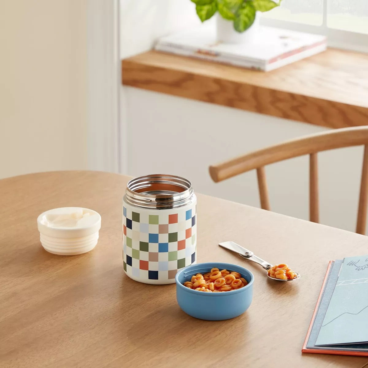 Pillowfort Kids 10oz Double Wall Vacuum Stainless Steel Food Jar with Spoon - Blue
