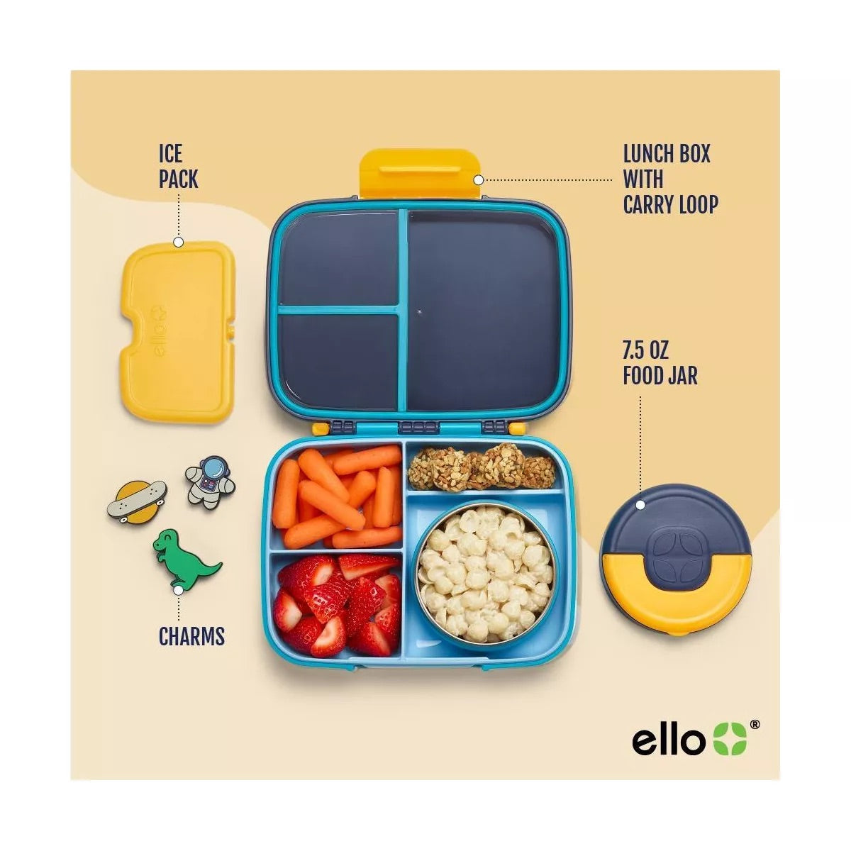 Ello Kids Benni Polypropylene Food Storage Container - Blue