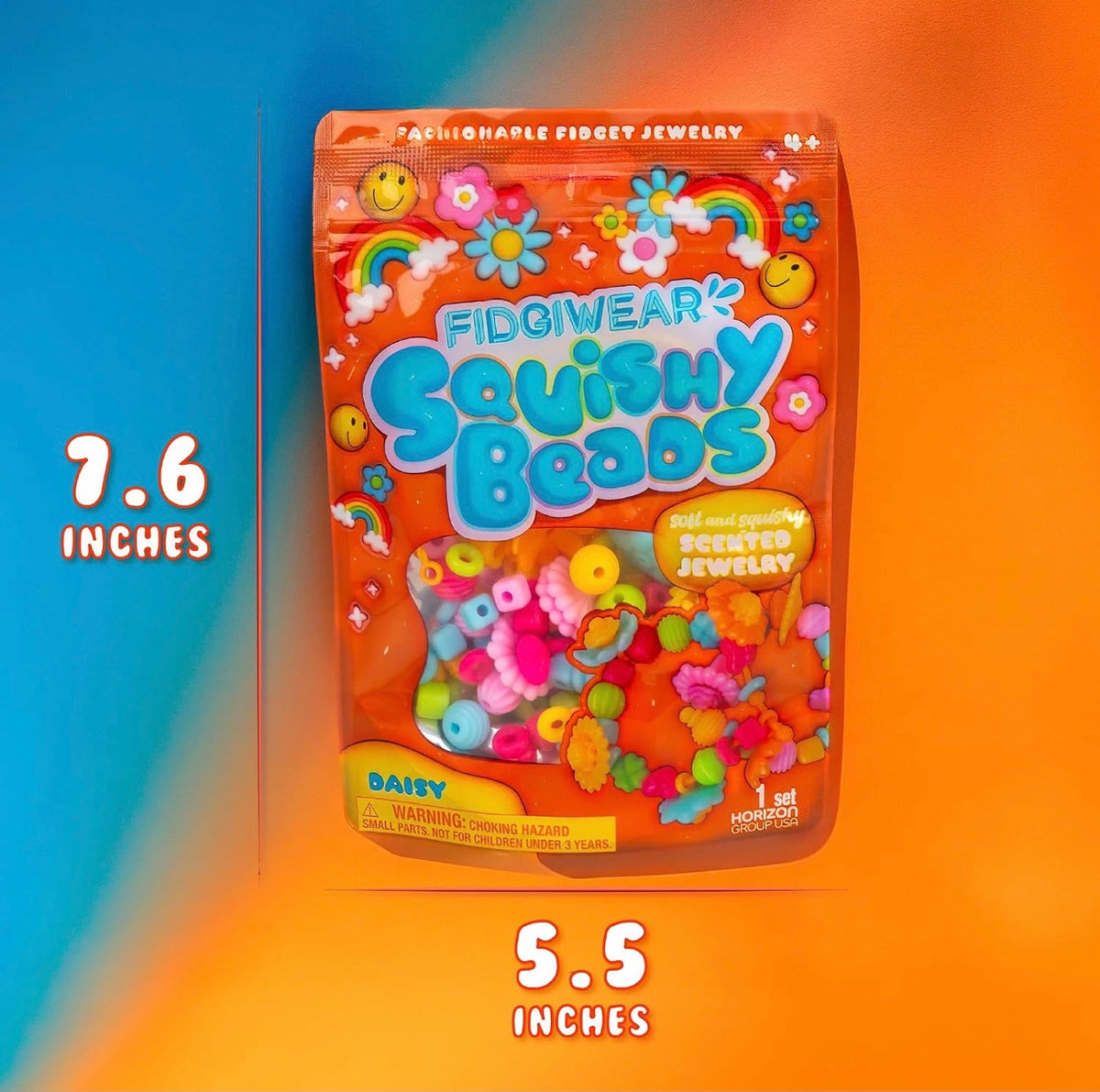 Fidgiwear Squishy Beads Soft and Squishy Scented Daisy Orange Theme