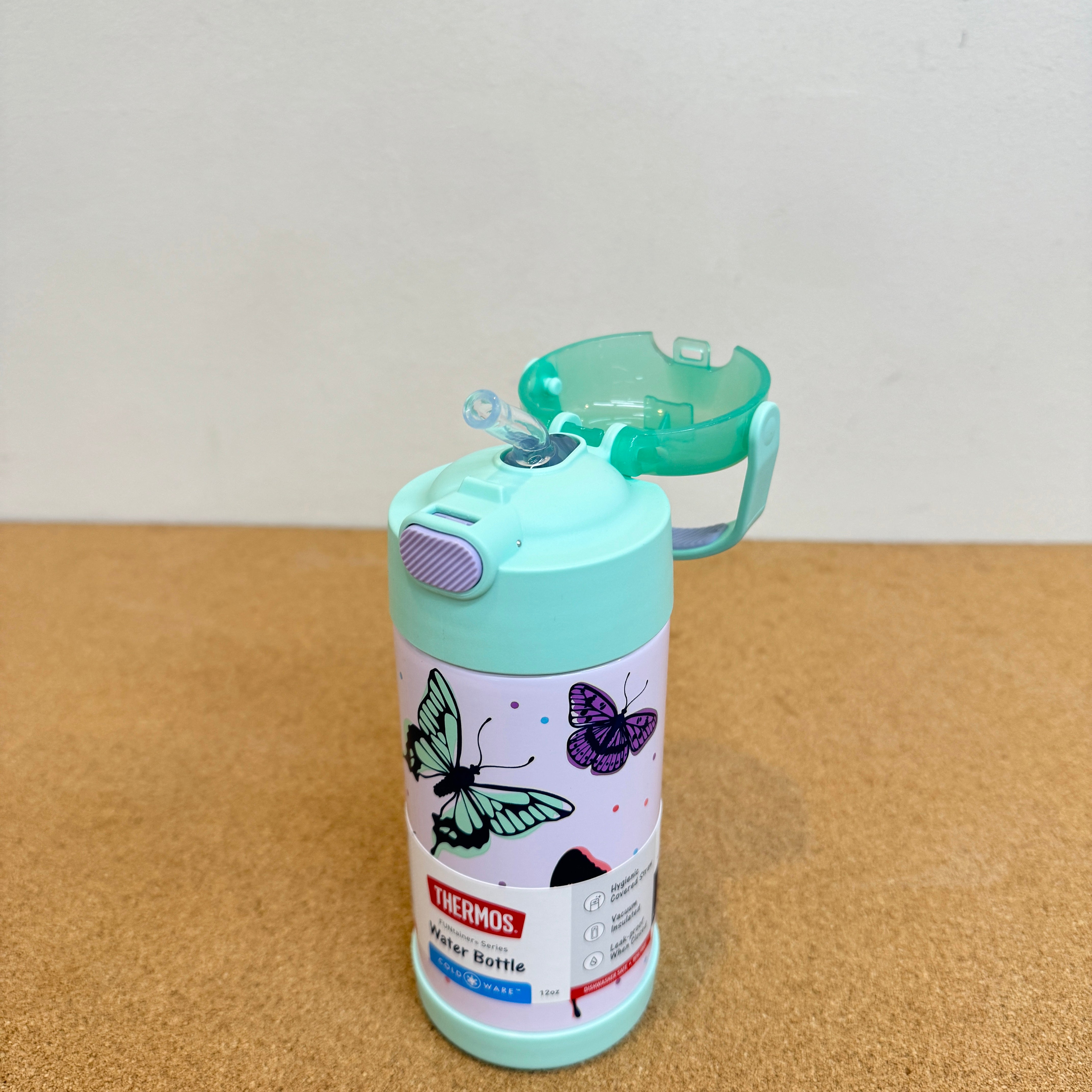 Thermos Kids Funtainer 12oz Water Bottle - Green Butterfly Frenzy