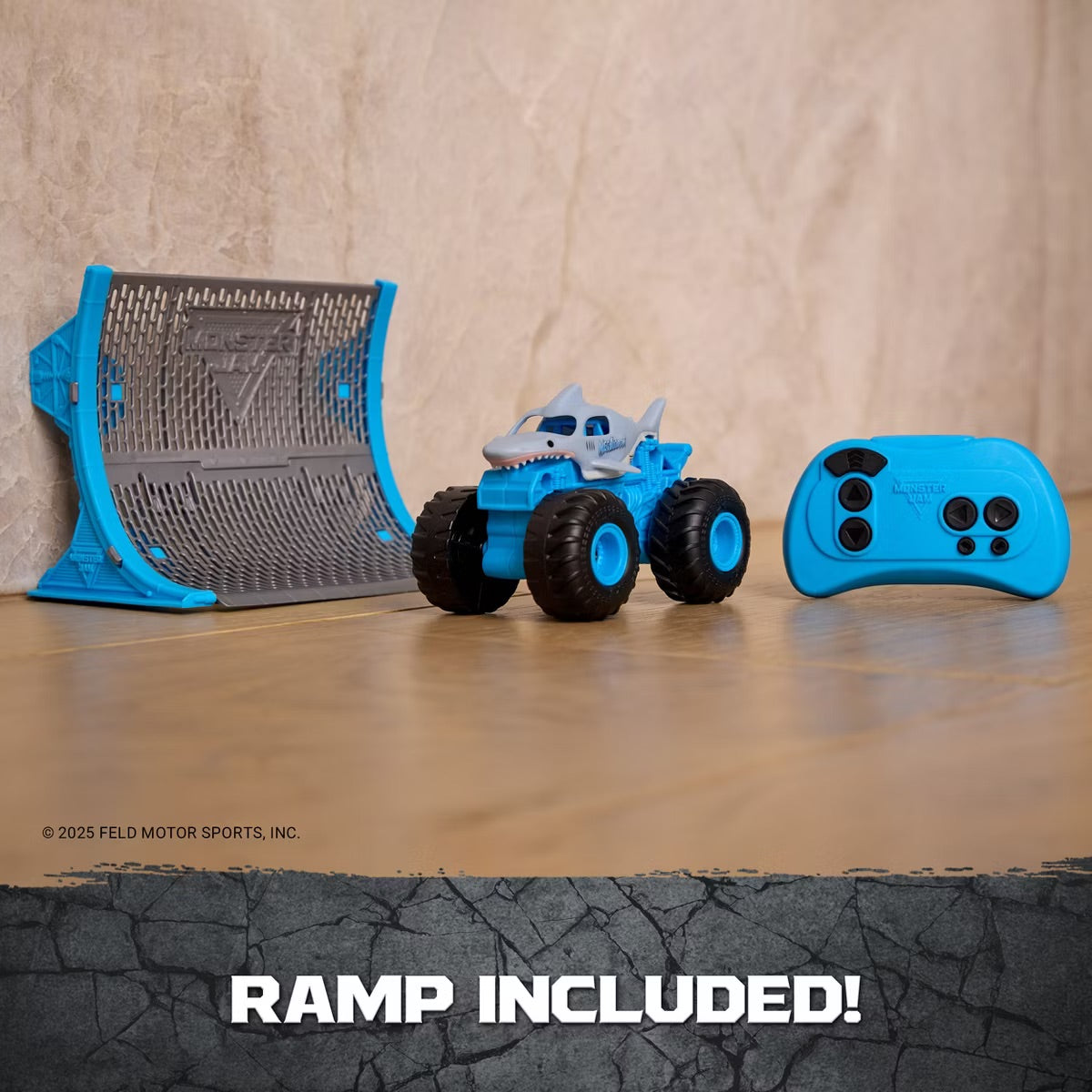 Monster Jam Megaldon Remote Control Monster Truck with Ramp 1:64 Scale