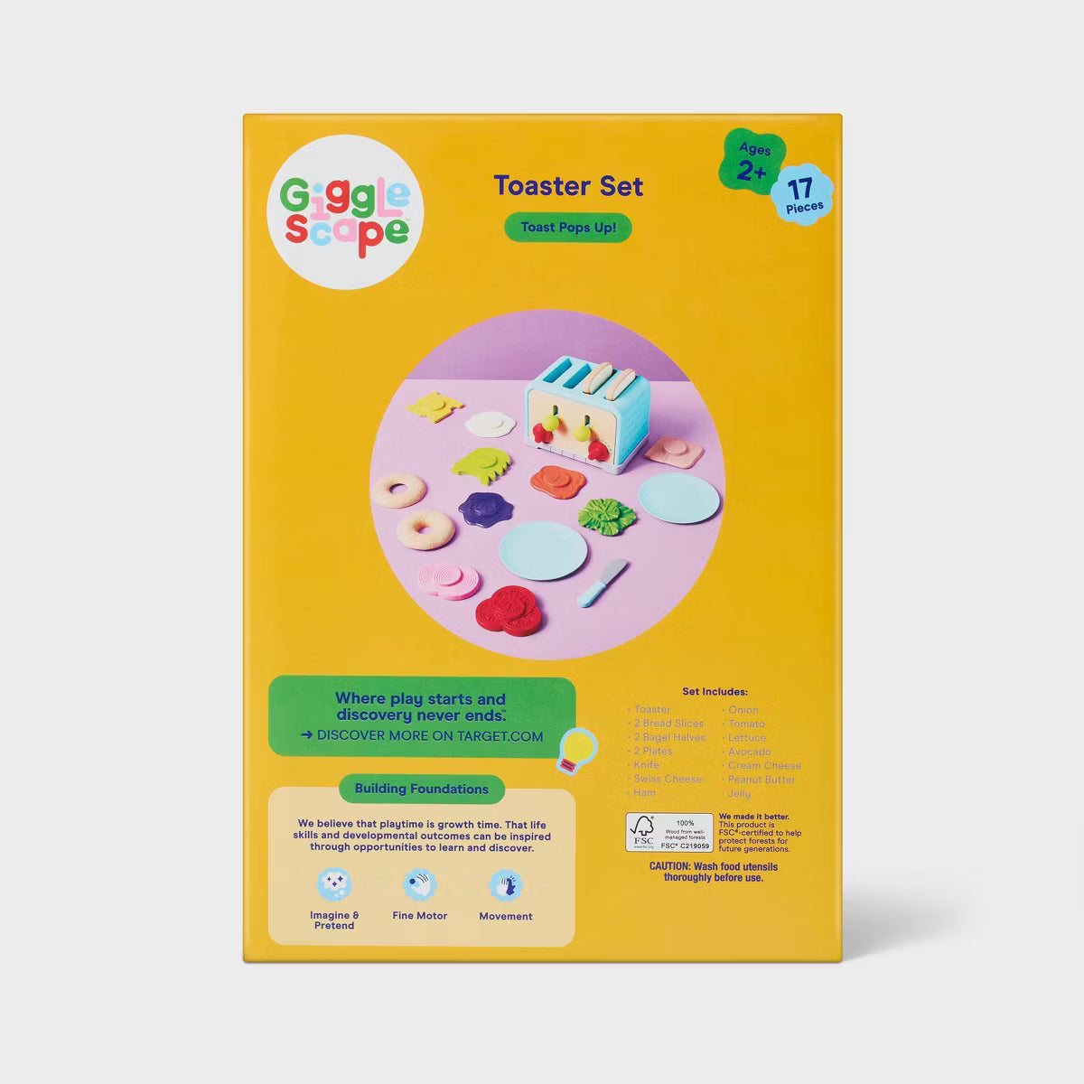 Gigglescape Toaster Play Food Set
