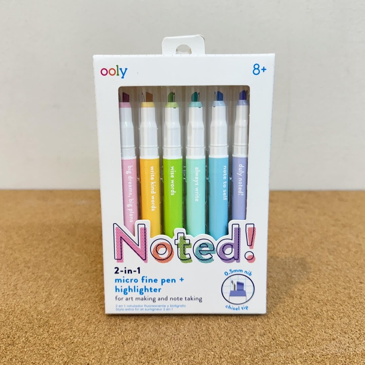 Ooly Noted 2-in-1 Micro Fine Tip Pen and Highlighters Set of 6