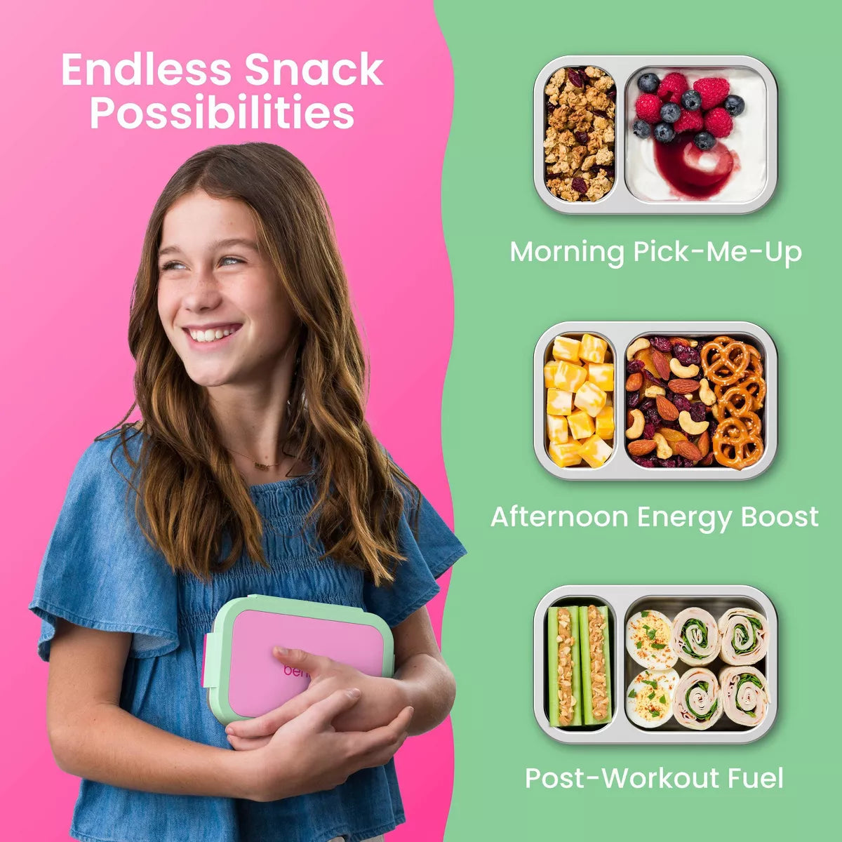 Bentgo EC Kid’s’ Stainless Steel Lunchbox - Strawberry