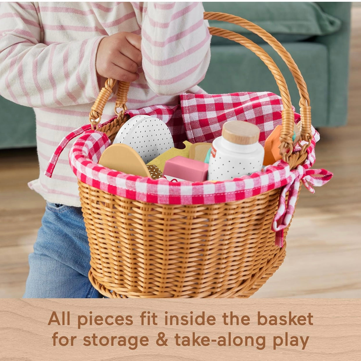 Fisher Price Wooden Picnic Basket Playset