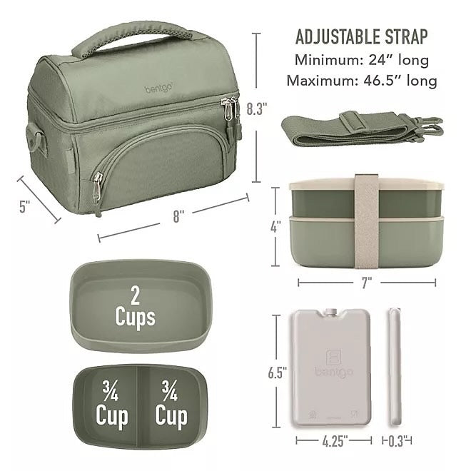 Bentgo Deluxe Insulated Lunch Set - Khaki Green