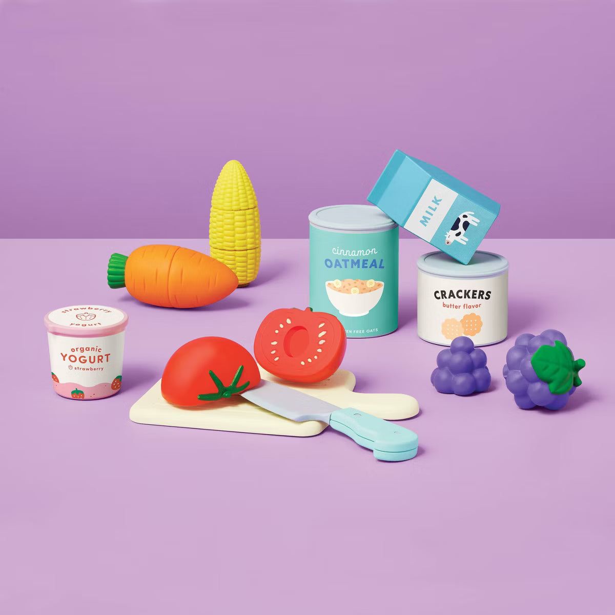 Gigglescape Grocery Basket with Play Food Set