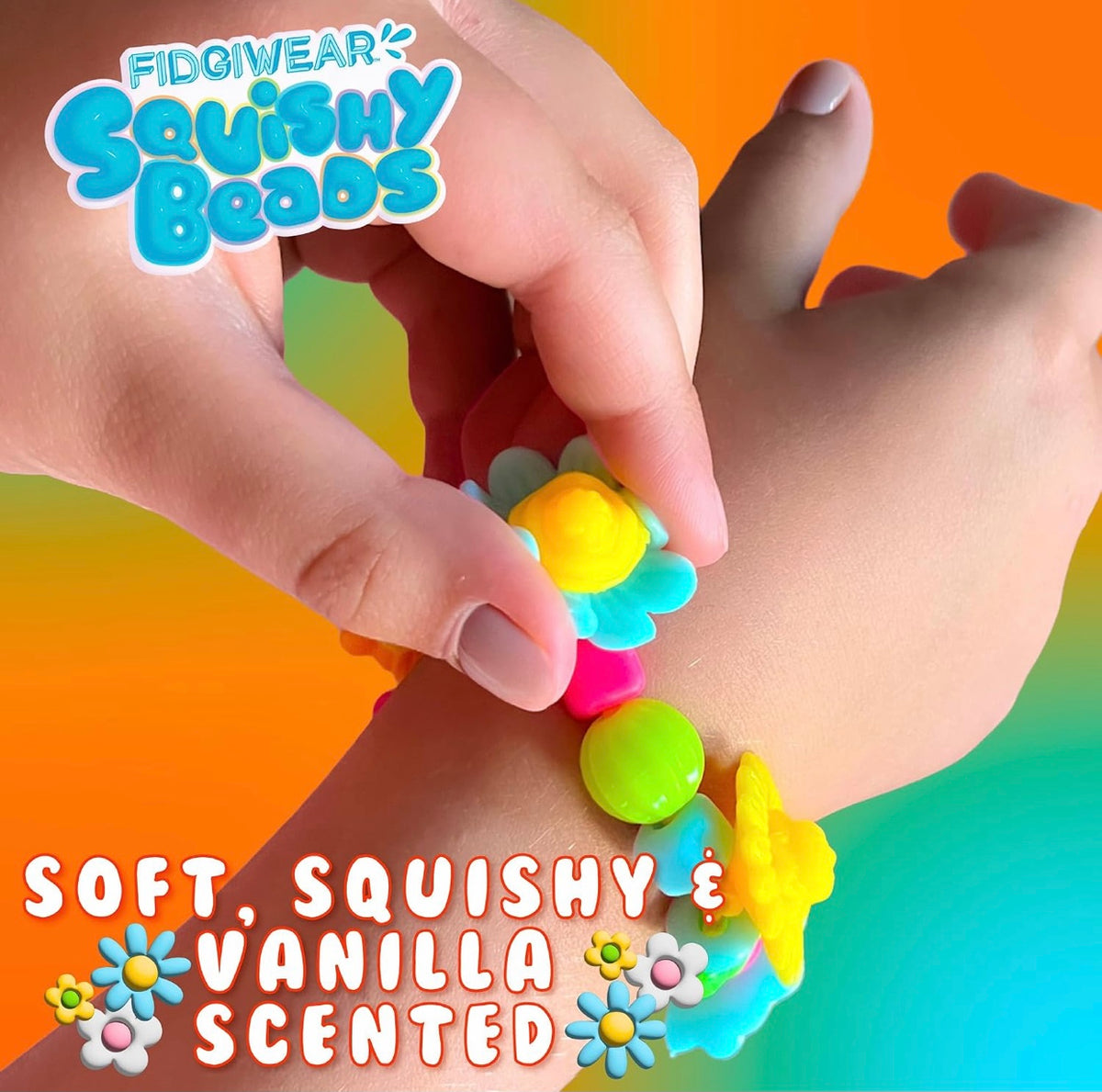 Fidgiwear Squishy Beads Soft and Squishy Scented Daisy Orange Theme