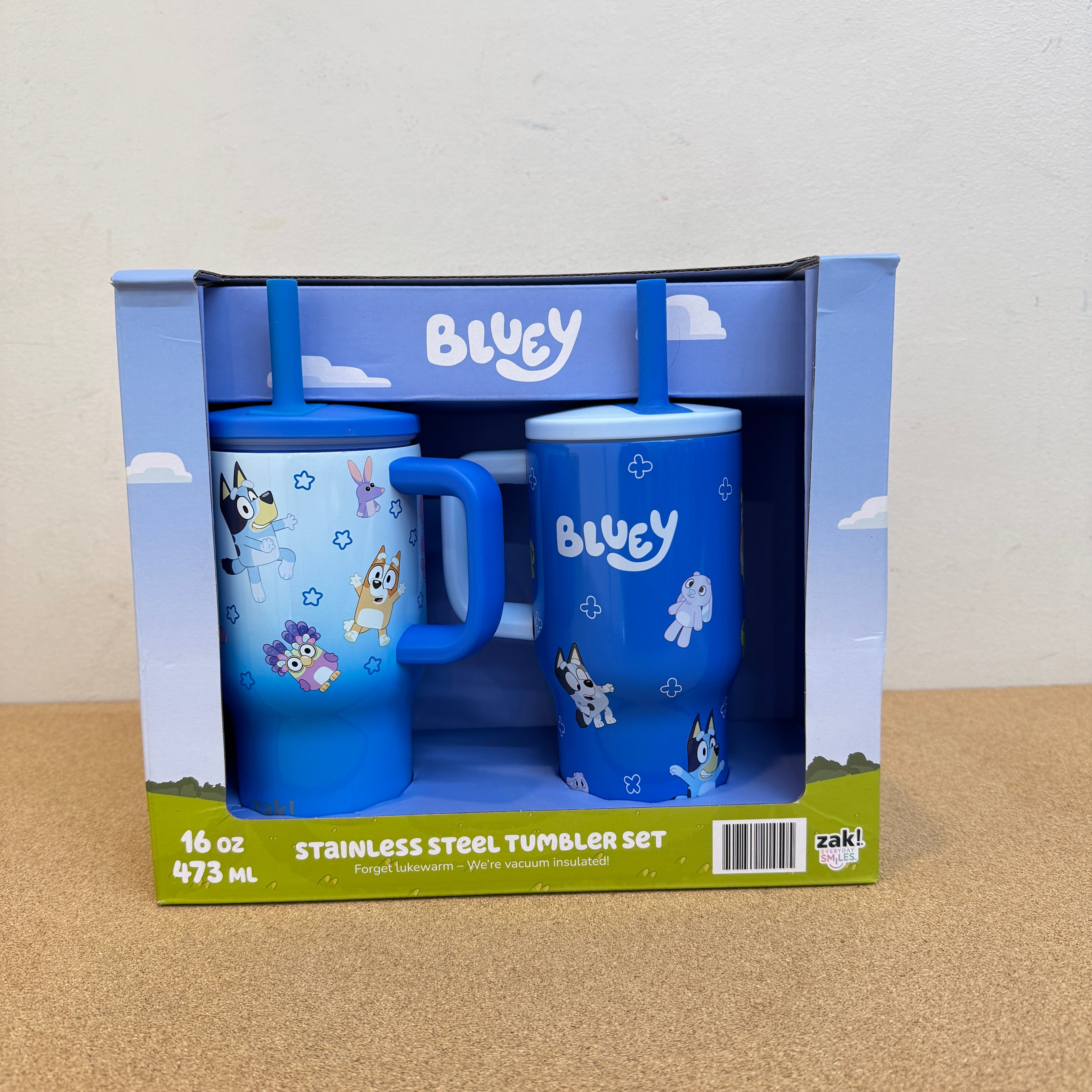 Zak Design! Bluey 16oz Stainless Steel Double Wall Tumbler 2Piece Set