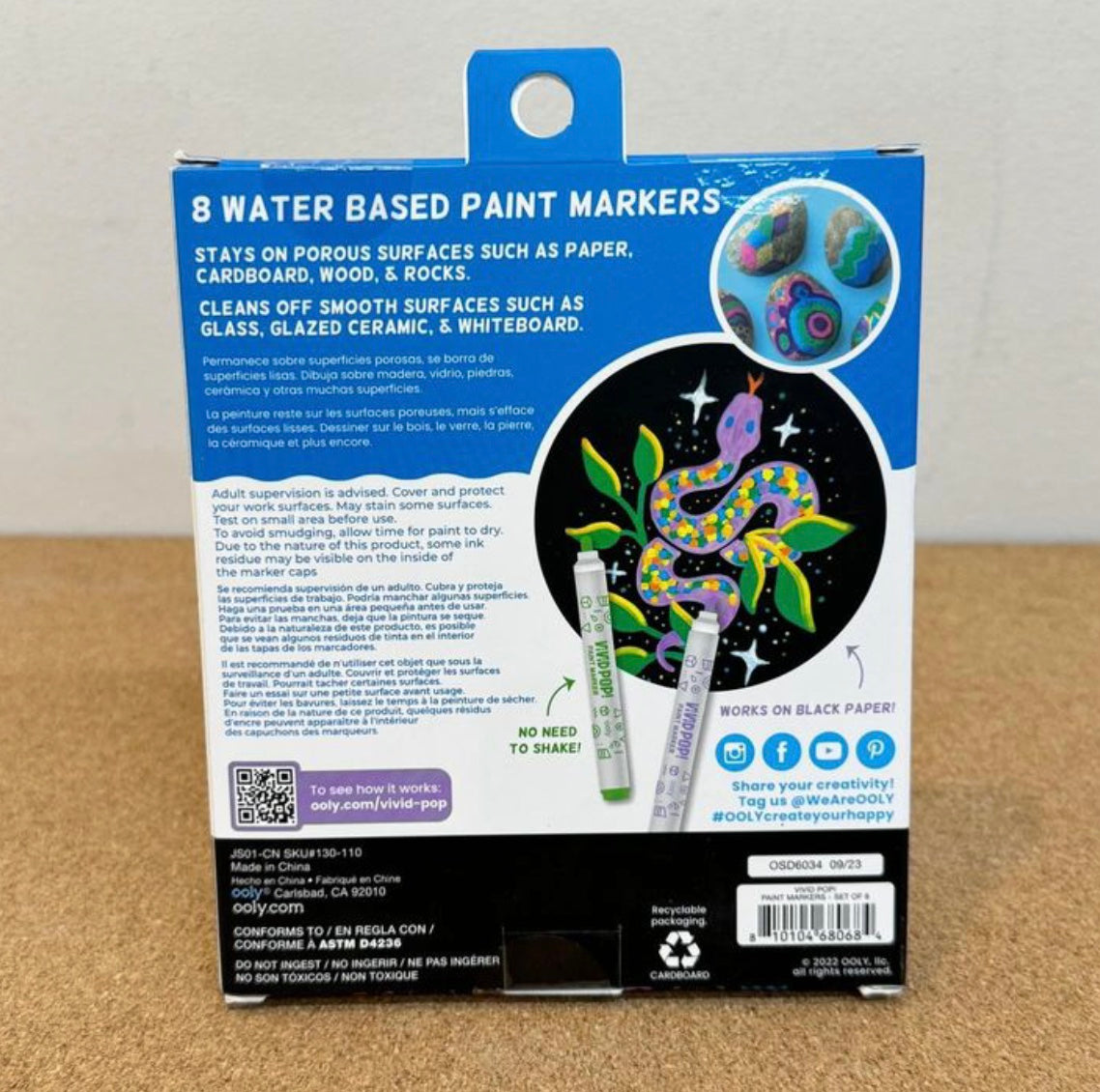 Ooly Vivid Pop! Water Based Paint Markers Set of 8