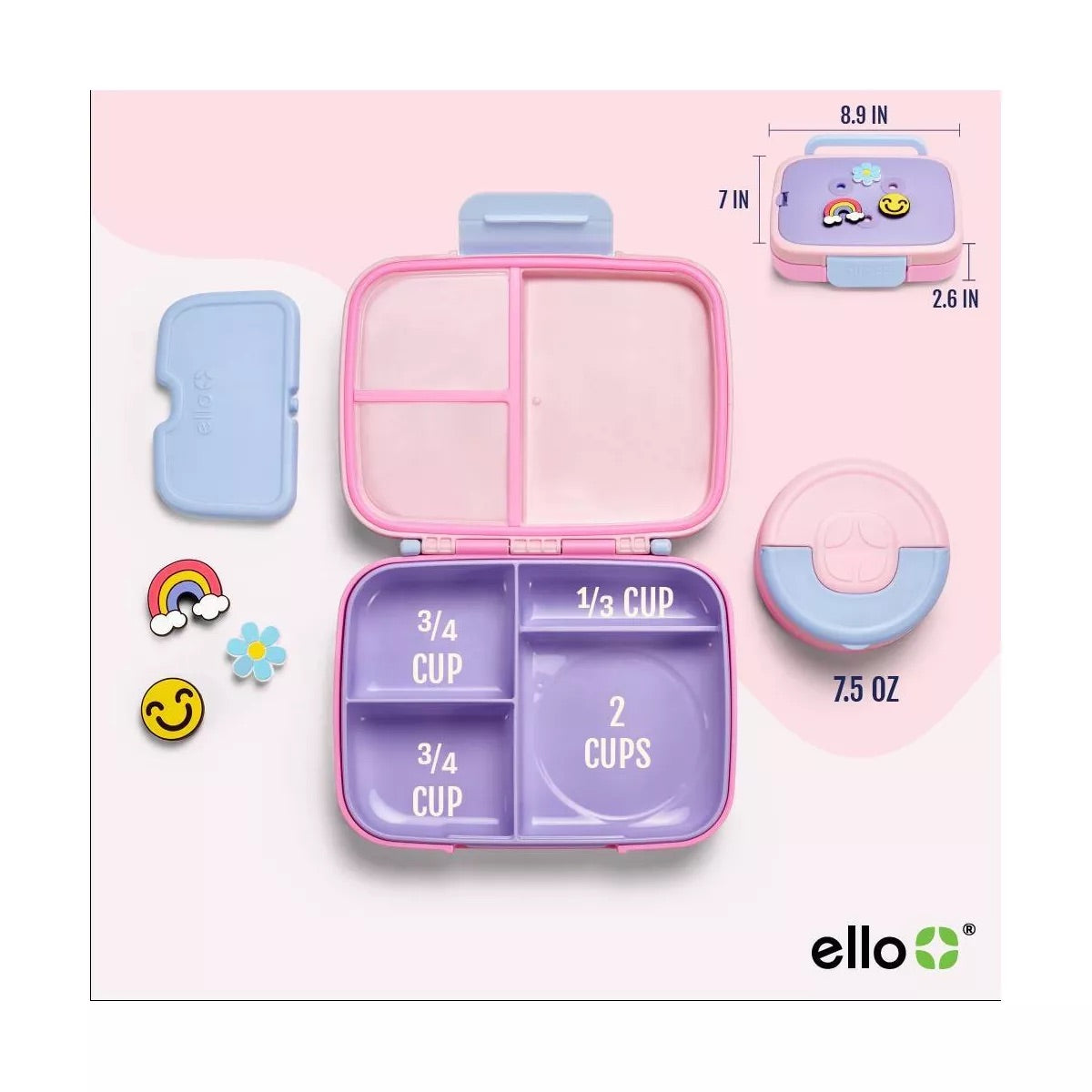 Ello Kids Benni Polypropylene Food Storage Container- Pink