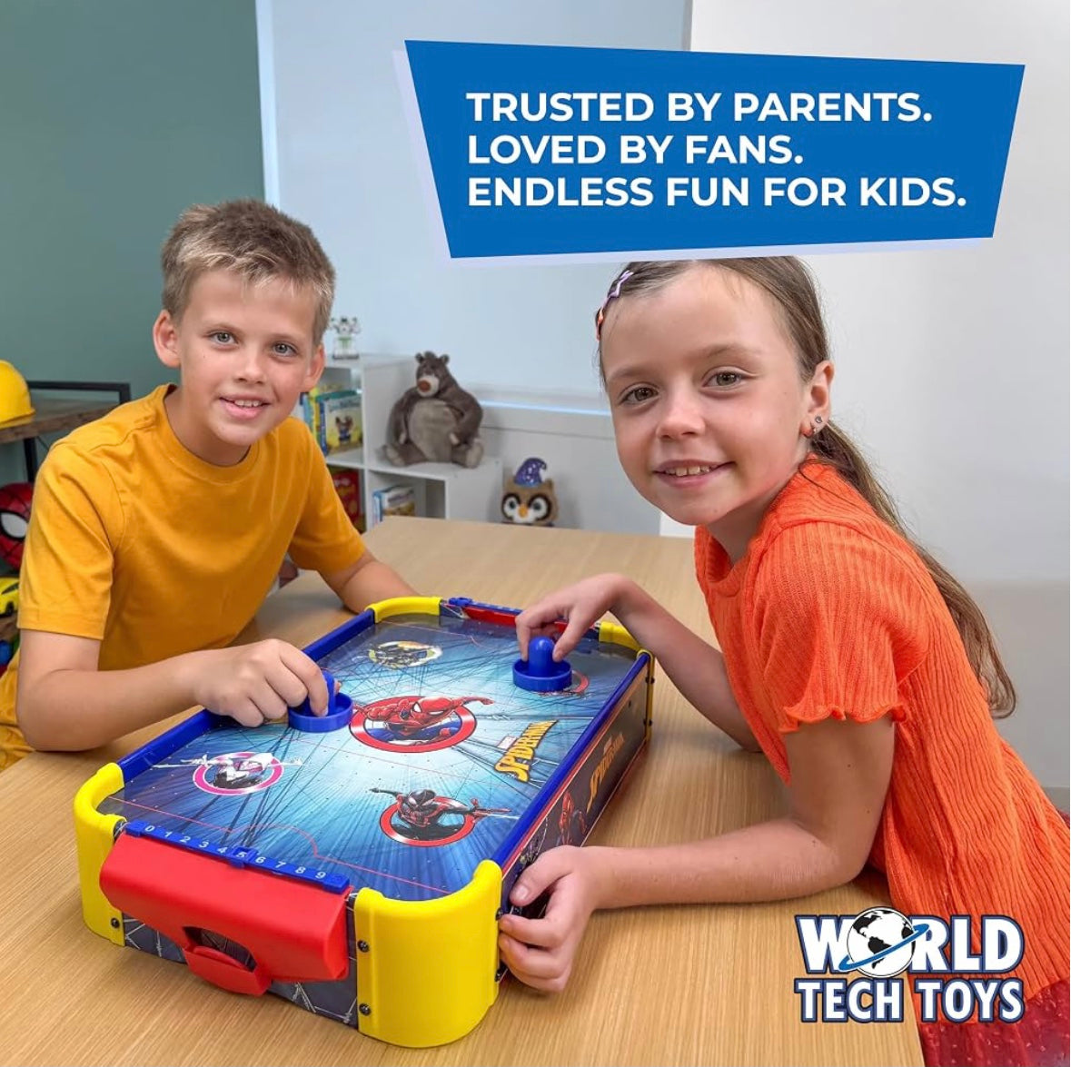 Marvel Spiderman Wooden Tabletop Air Hockey Game