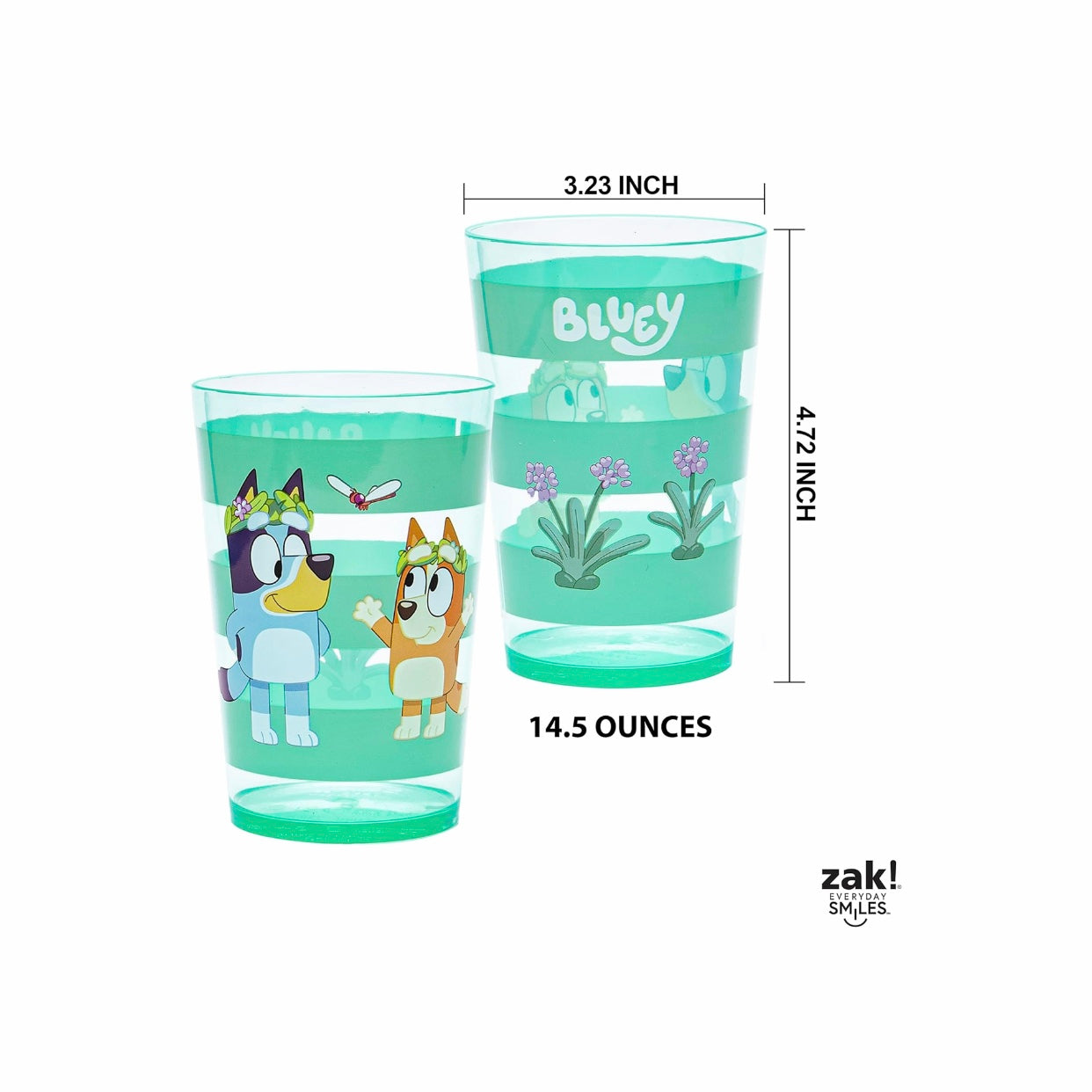 Zak Design Bluey Plastic Cups Set 4Pk 14.5oz