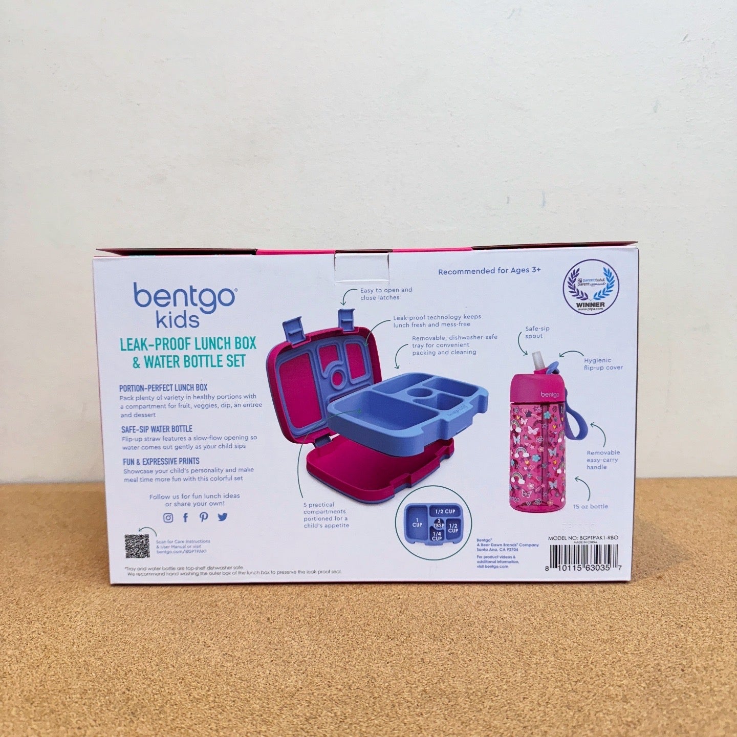Bentgo Kids Lunchbox & Water Bottle Set - Rainbows & Butterflies