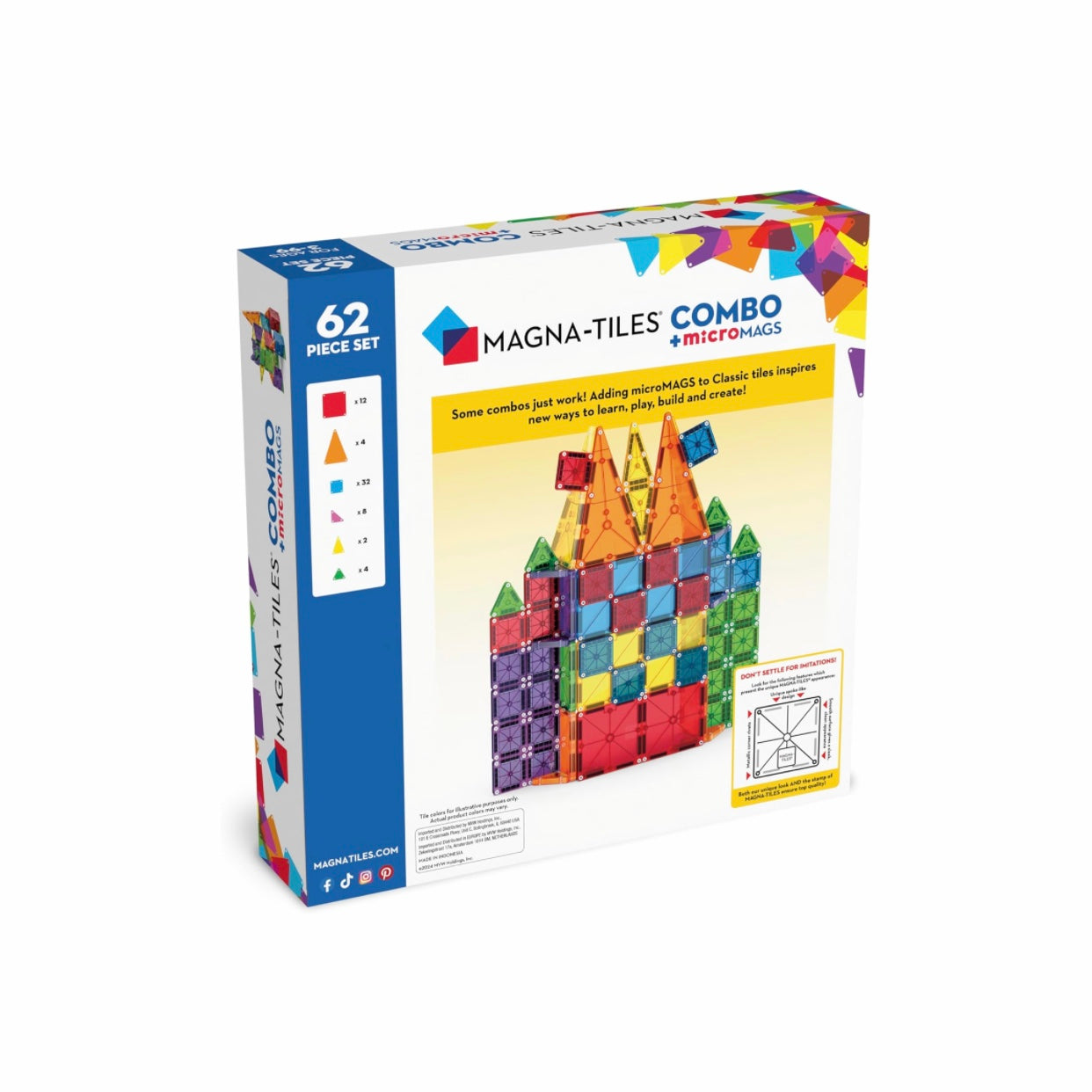 Magna-Tiles Combo 62piece Magnetic Construction Set