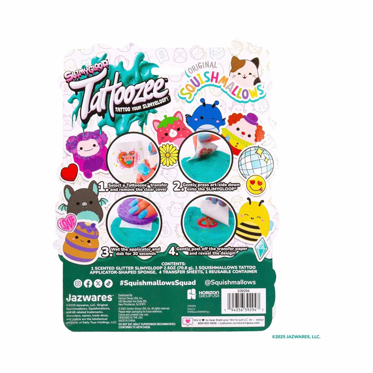 Slimygloop Tattoozee Squishmallows Tattoo Transfer Slime Kit