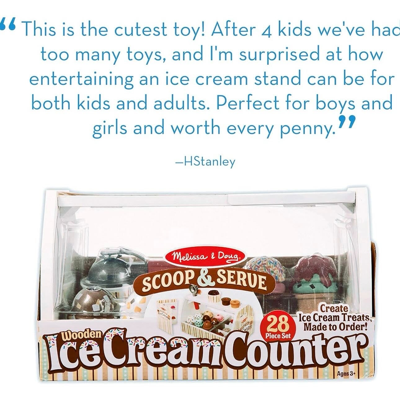 Melissa & Doug Wooden Scoop & Service Ice Cream Counter