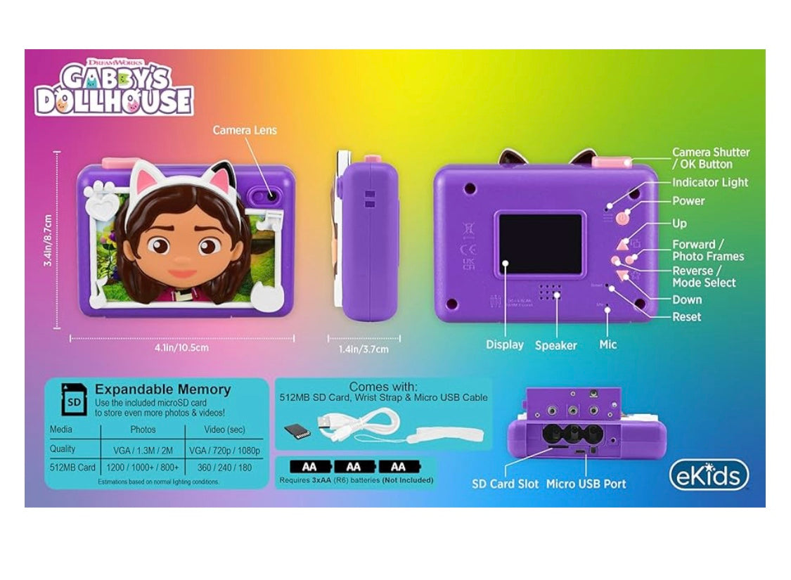 Ekids Gabby’s Dollhouse Kids Digital Camera Toy