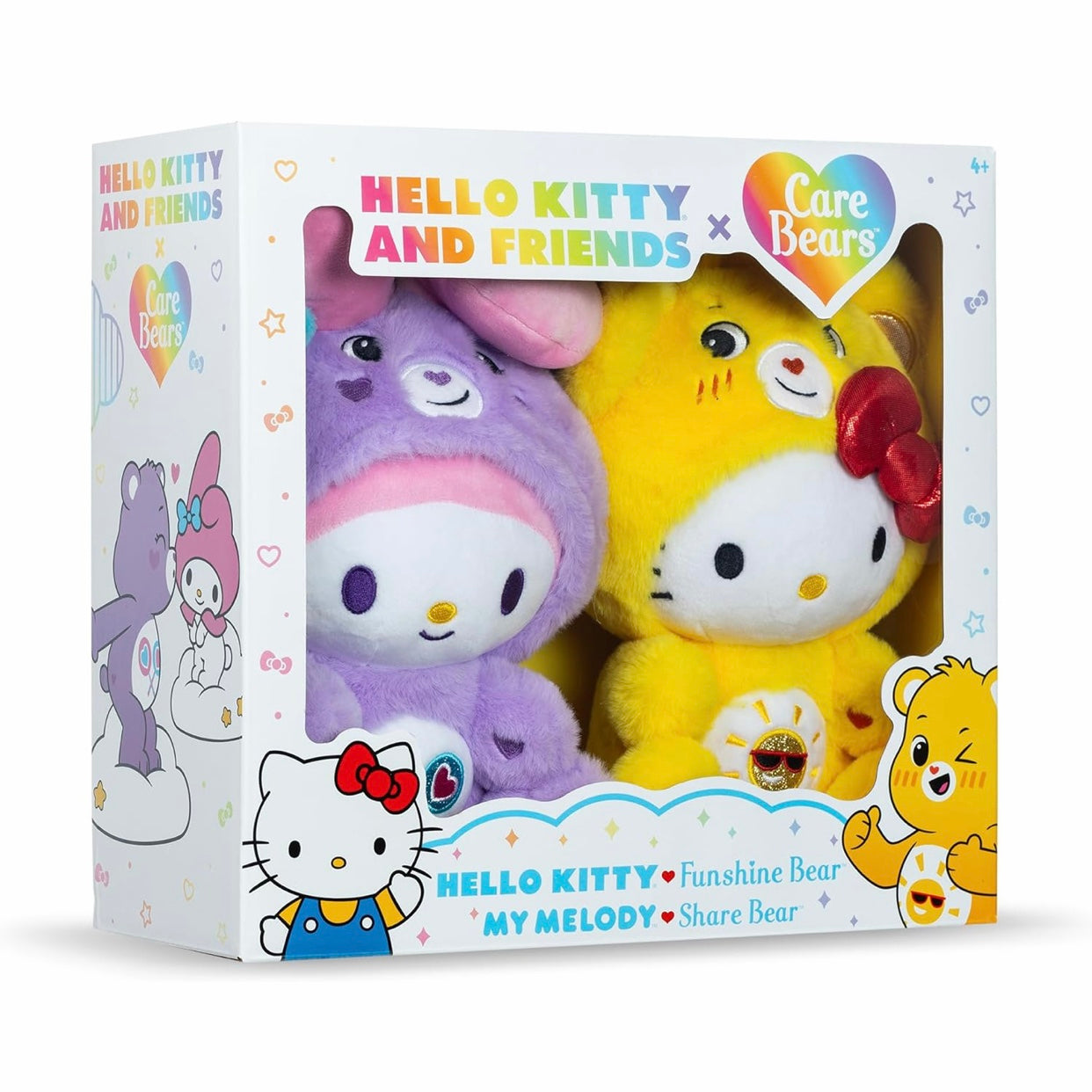 Care Bears x Hello Kitty And Friends Plush 10” 2Pk - Hello Kitty as Funshine Bear & My Melody as Share Bear