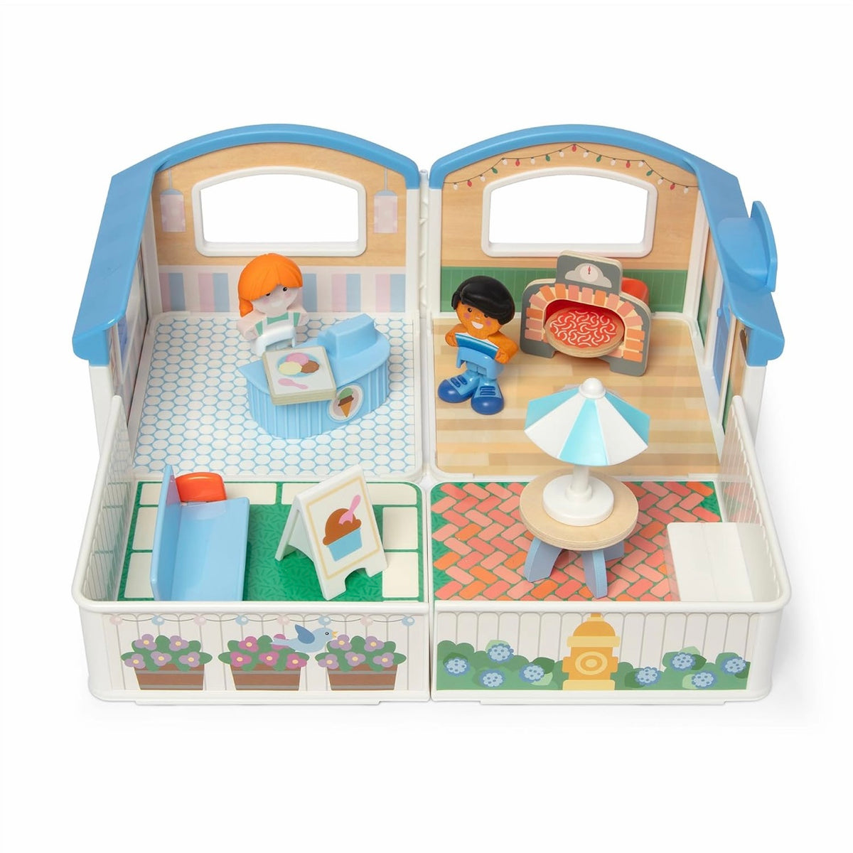 Melissa & Doug Cheery Lane Ice Cream & Pizza Modular Play House Playset