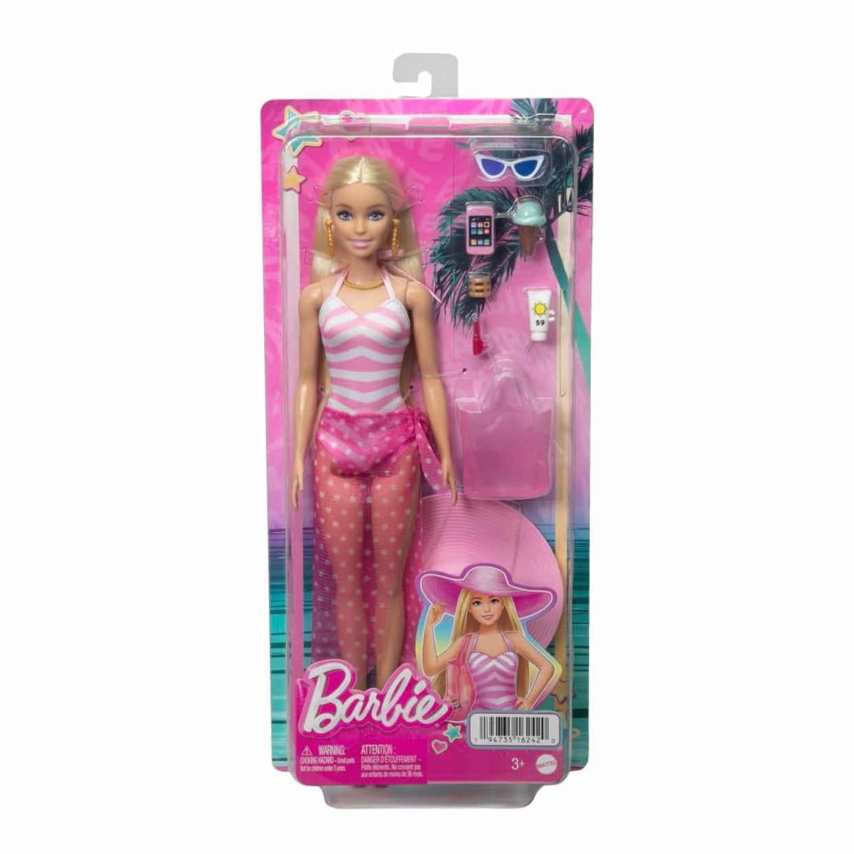 Barbie Doll with Swimsuit & Beach Themed Accessories