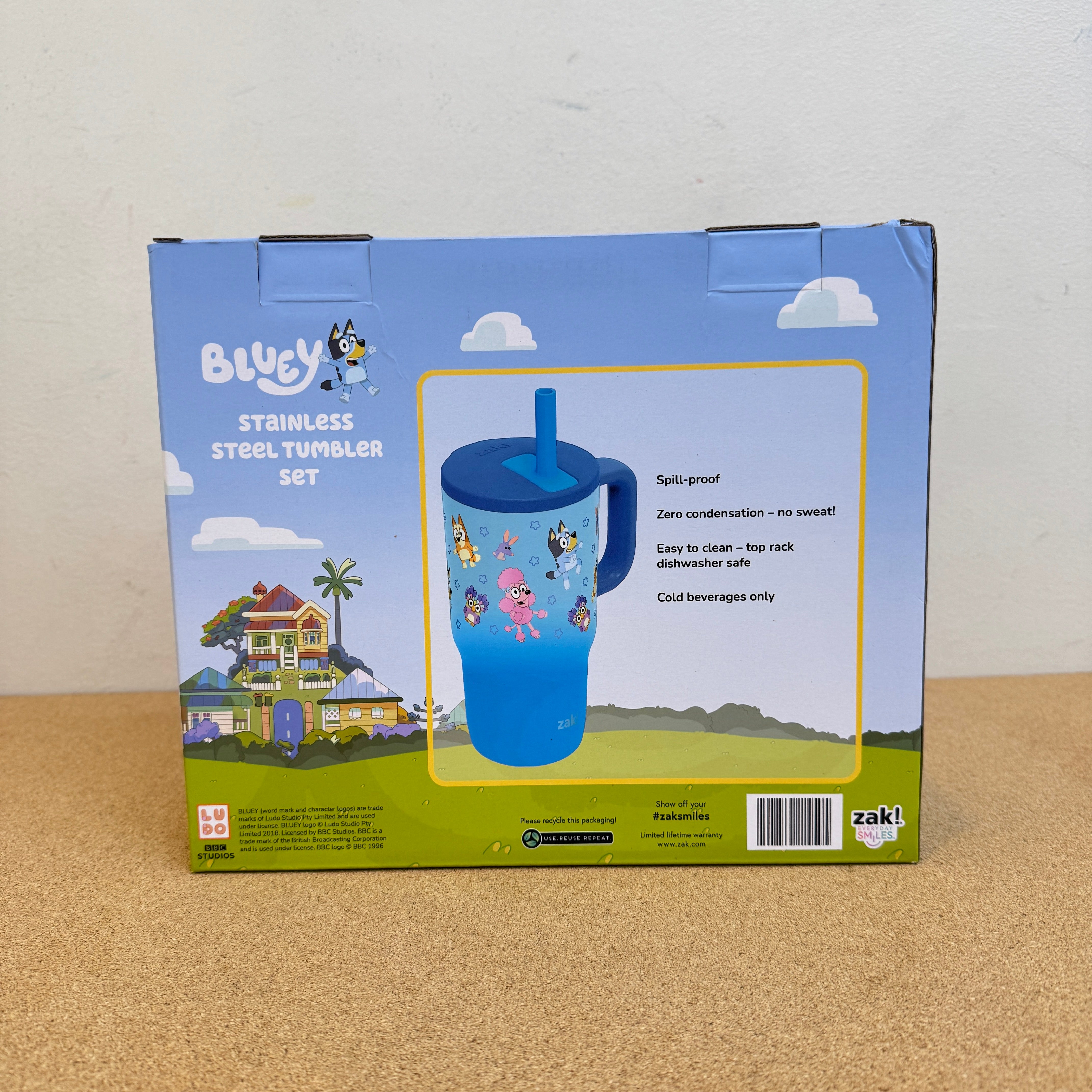 Zak Design! Bluey 16oz Stainless Steel Double Wall Tumbler 2Piece Set