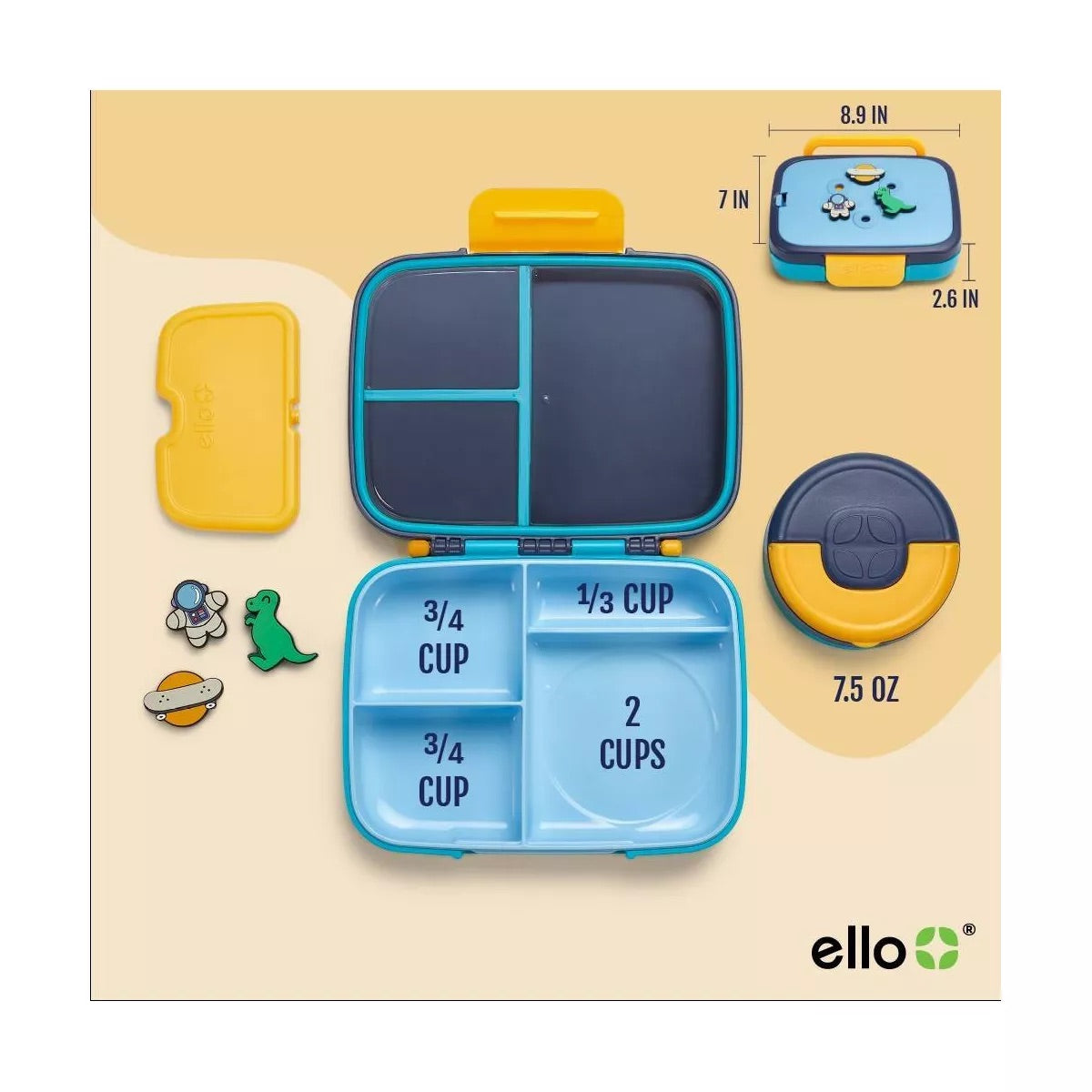 Ello Kids Benni Polypropylene Food Storage Container - Blue