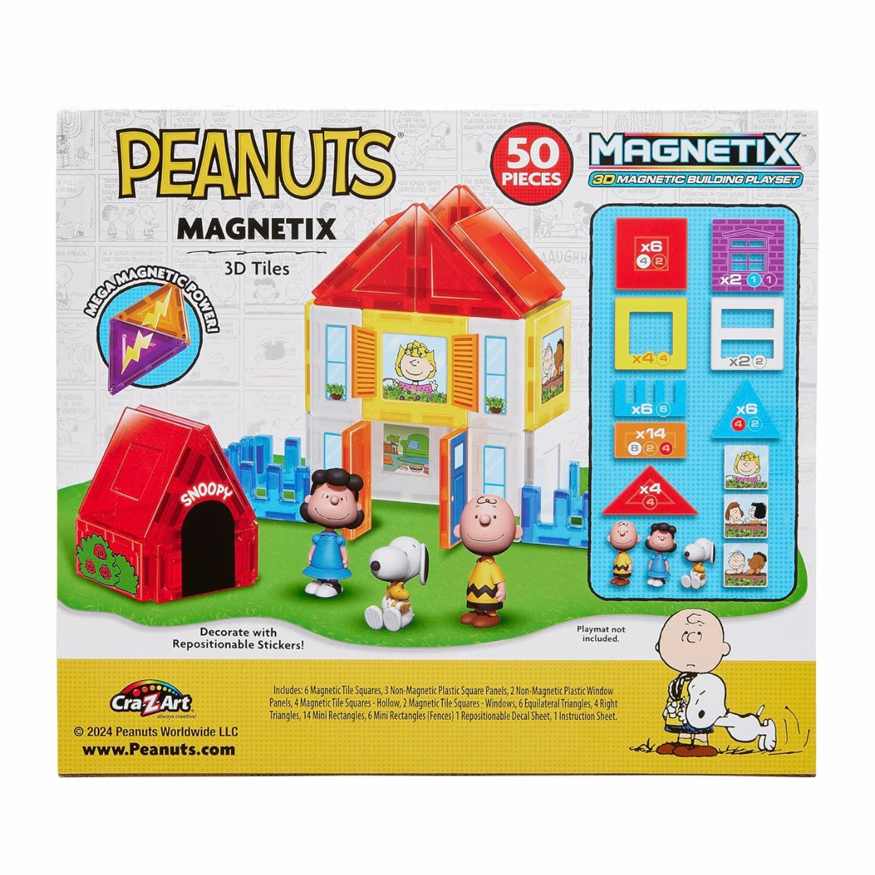 Cra-Z-art Magnetic 3D Magnetic Peanuts Charlie Brown and Friends Magnetic Building Playset