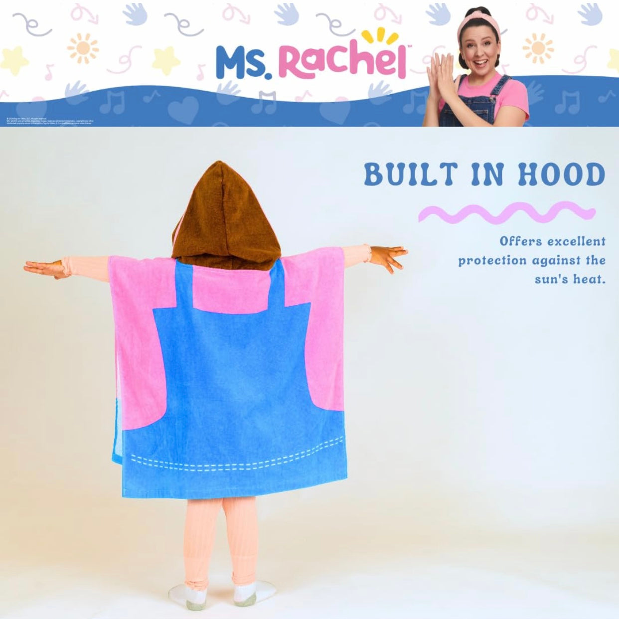 Ms. Rachel Kids Hooded Towel Wrap 24INx50IN