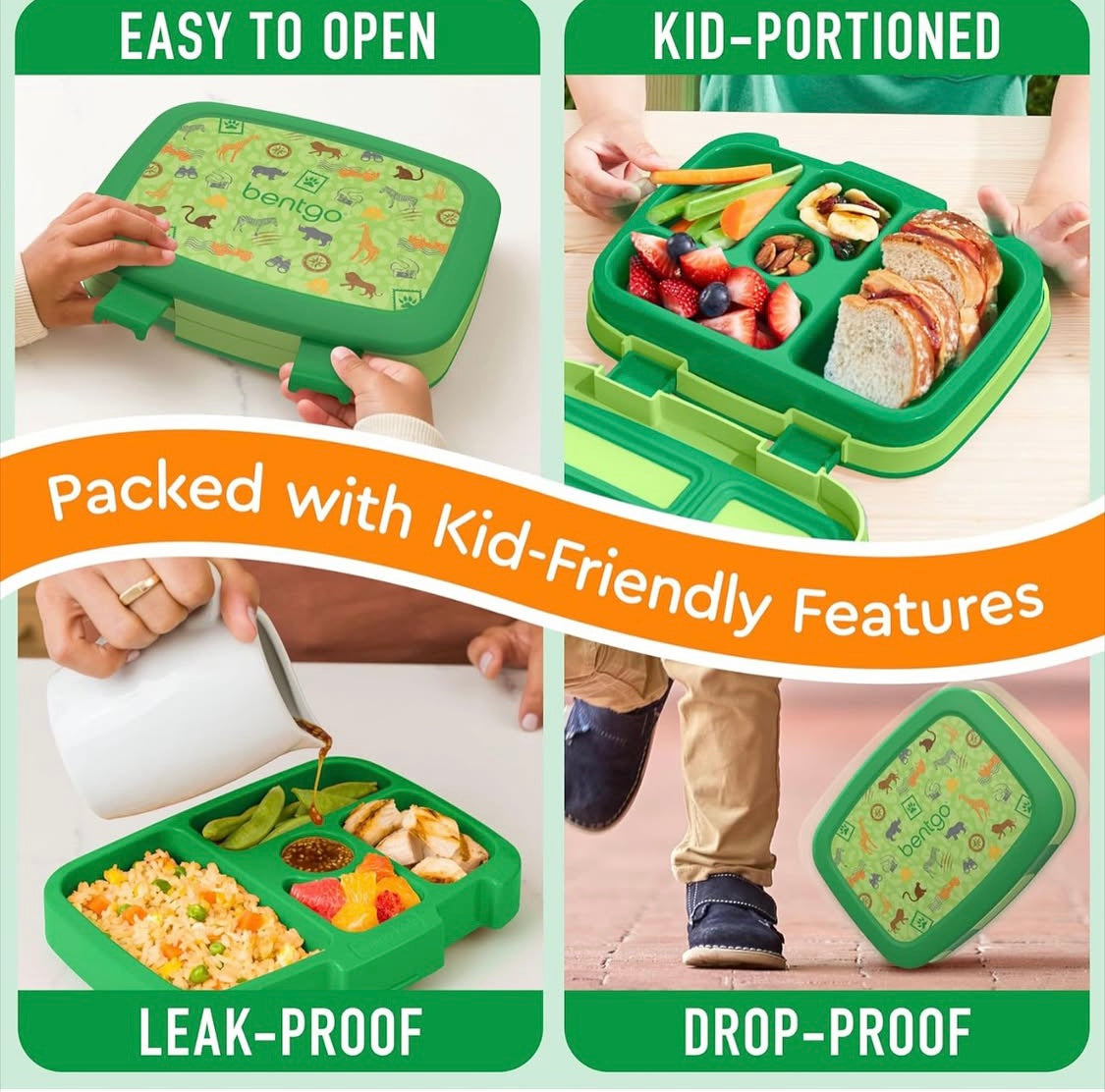 Bentgo Kids Durable & Leak Proof Lunchbox - Safari
