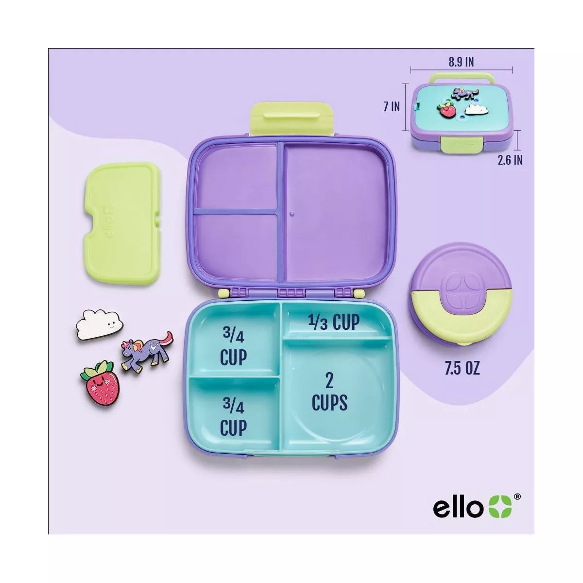 Ello Kids Benni Polypropylene Food Storage Container - Purple