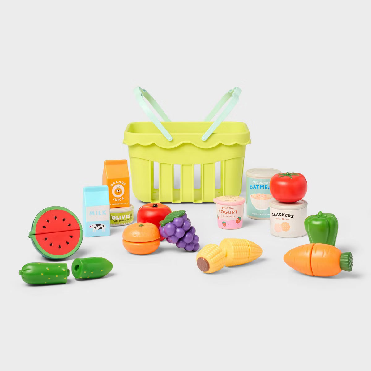 Gigglescape Grocery Basket with Play Food Set