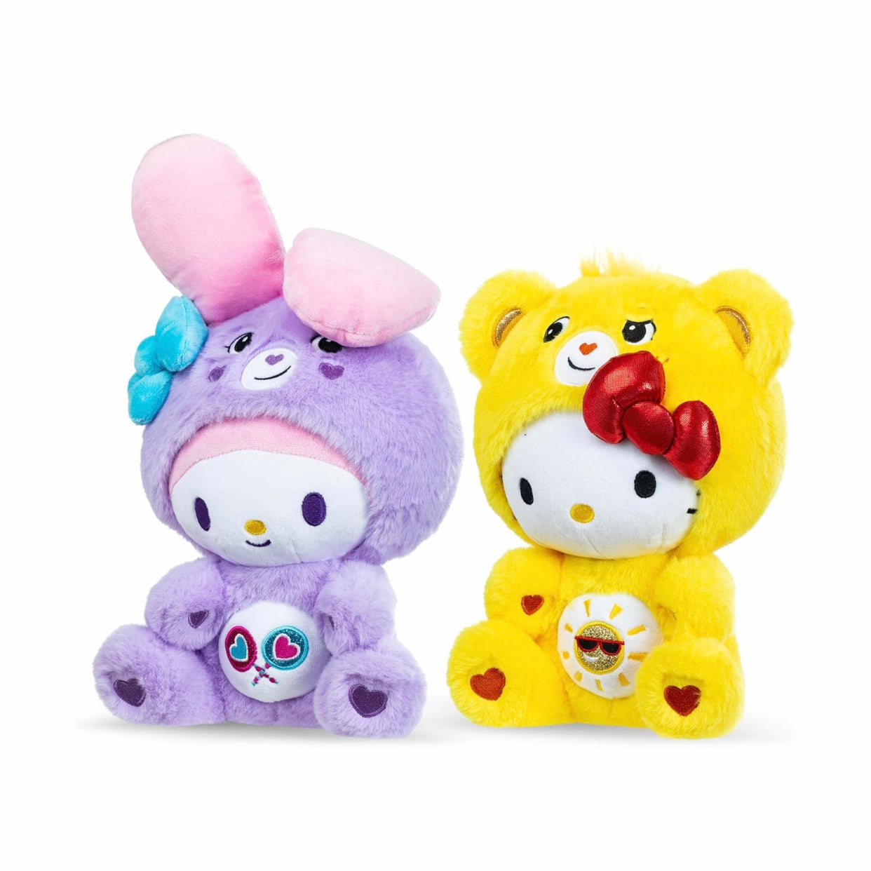 Care Bears x Hello Kitty And Friends Plush 10” 2Pk - Hello Kitty as Funshine Bear & My Melody as Share Bear