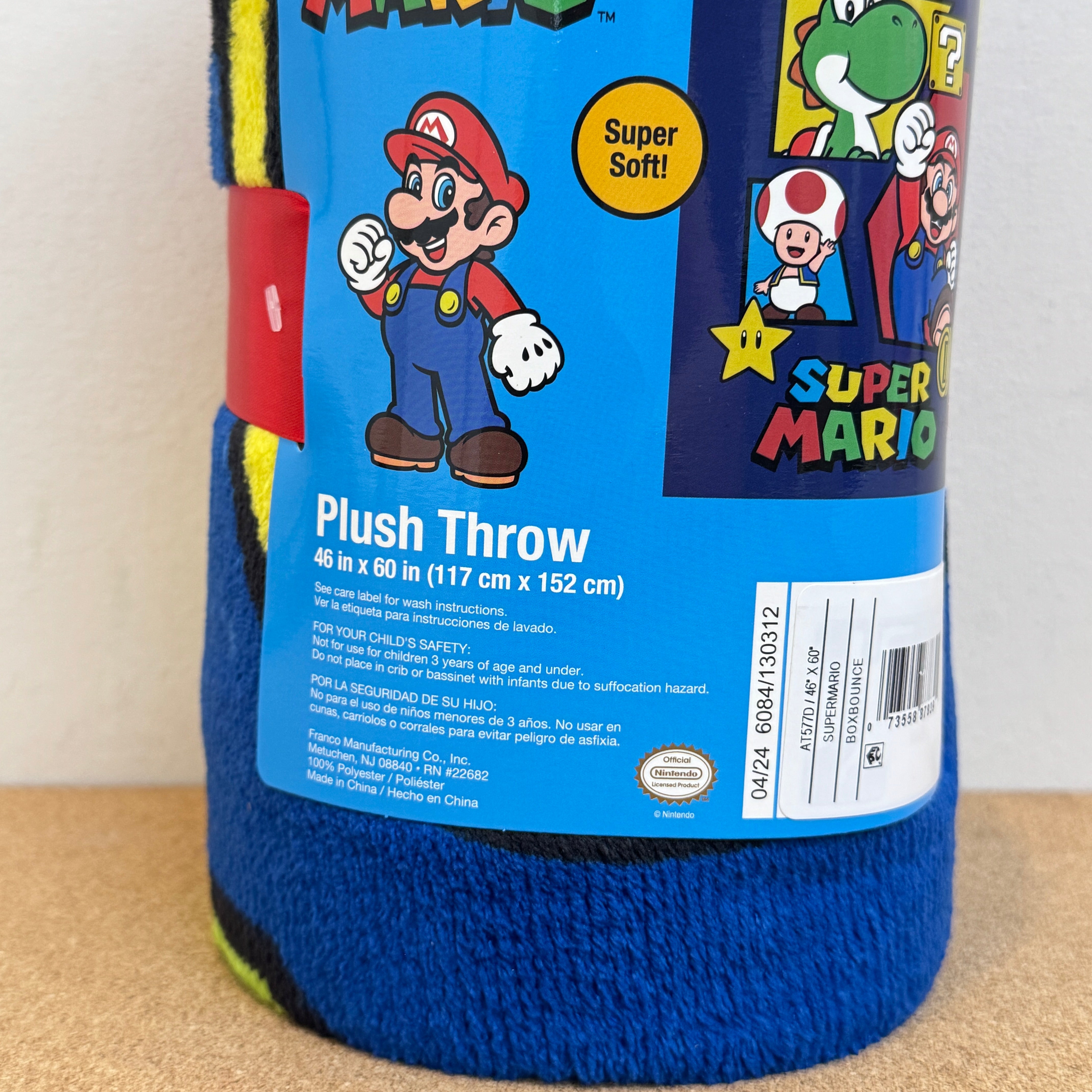 Super Mario Kids Throw Blanket 46x60Inch