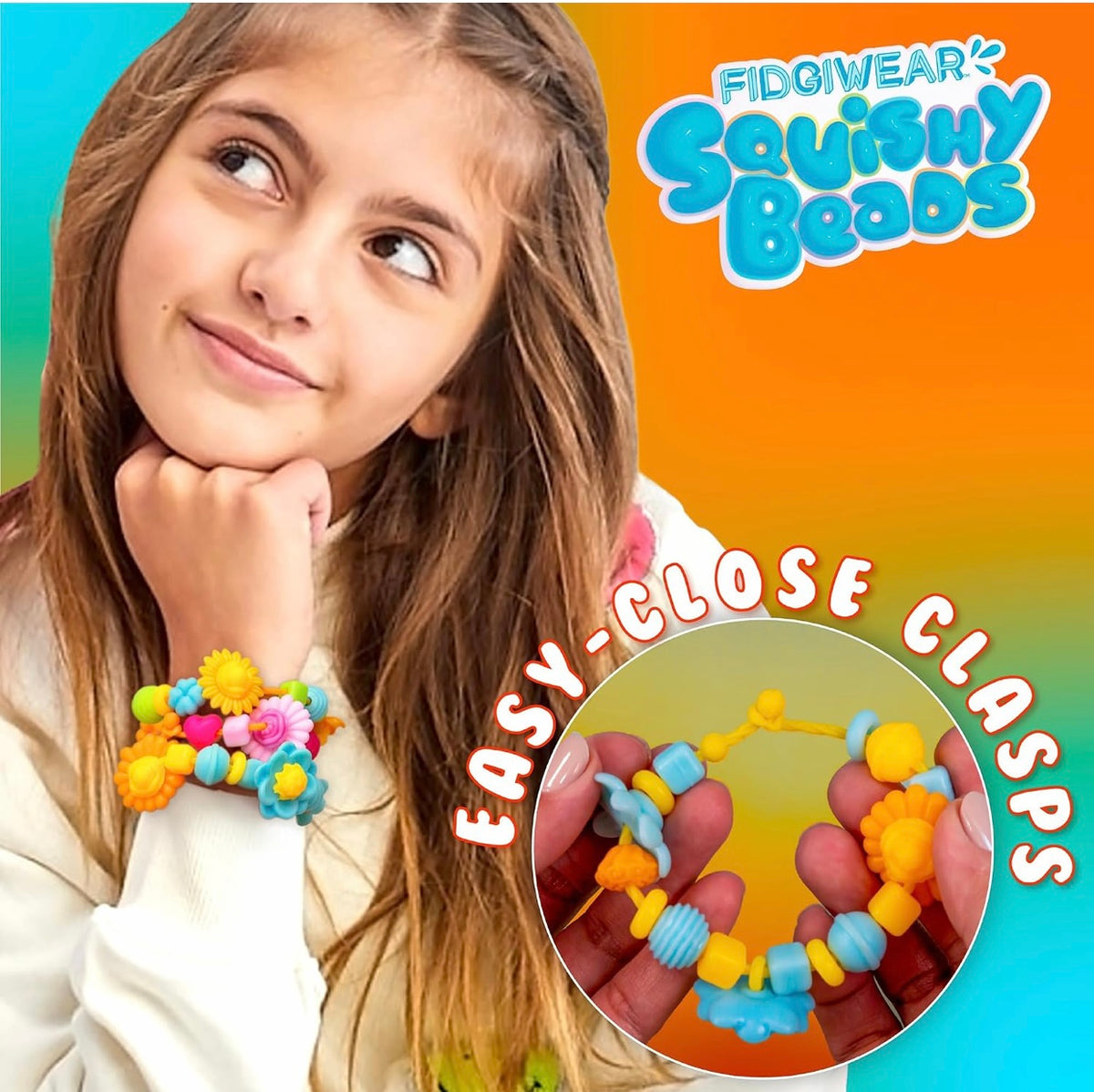 Fidgiwear Squishy Beads Soft and Squishy Scented Daisy Orange Theme