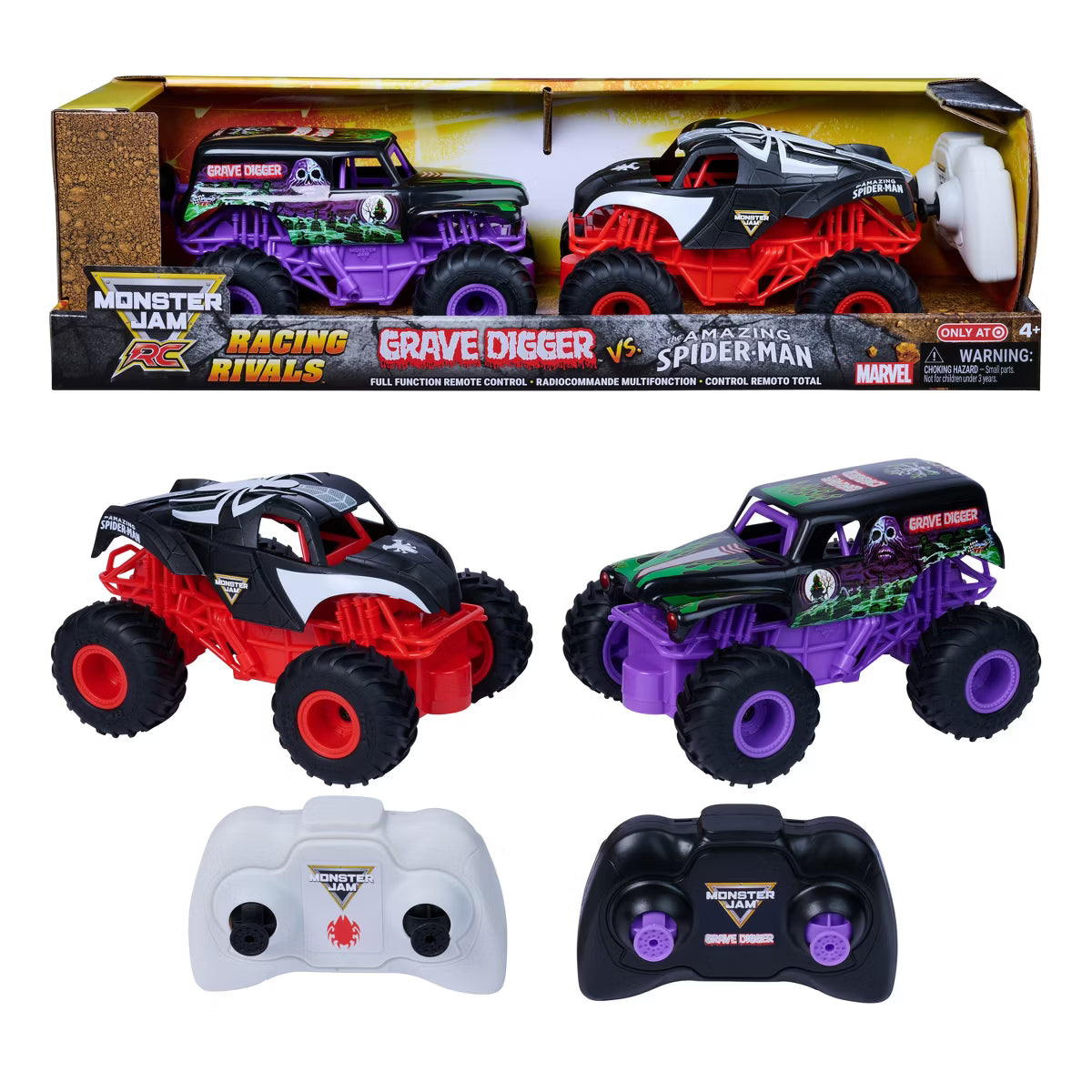 Monster Jam Racing Rivals Grave Digger VS. The Amazing Spiderman RC