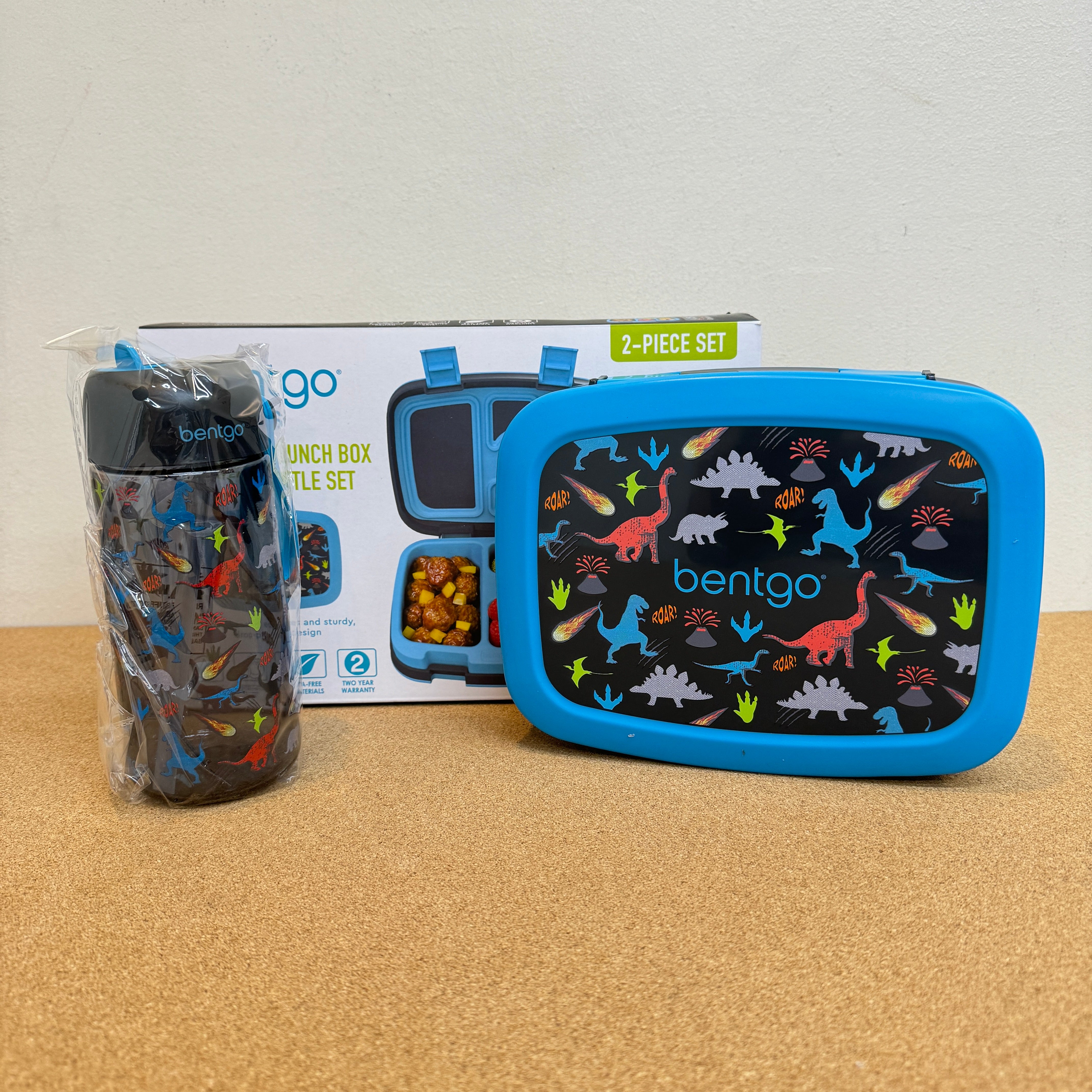 Bentgo Kids Lunchbox & Water Bottle Set - Dinosaurs